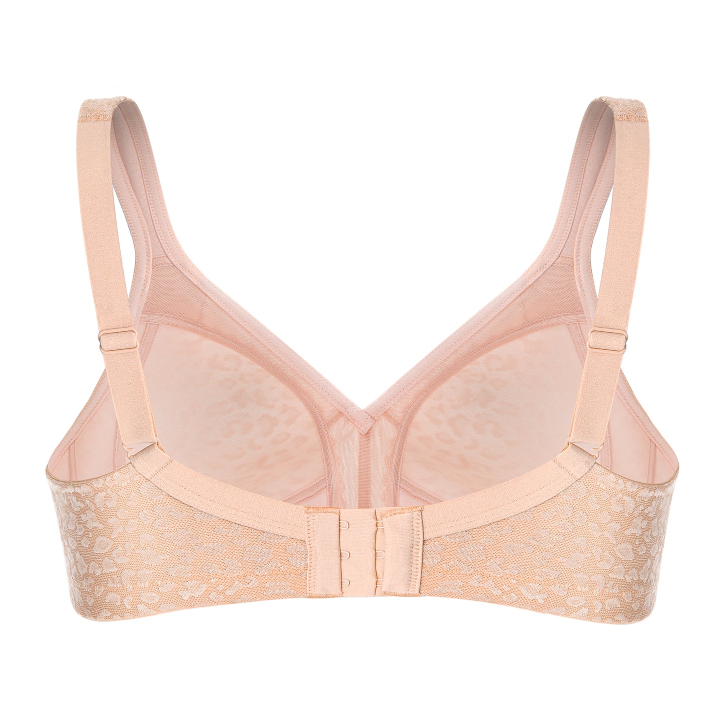 Deyllo Women's Full Coverage Wireless Bras Plus Size No Wire Non Padded Beige Minimizer Bra