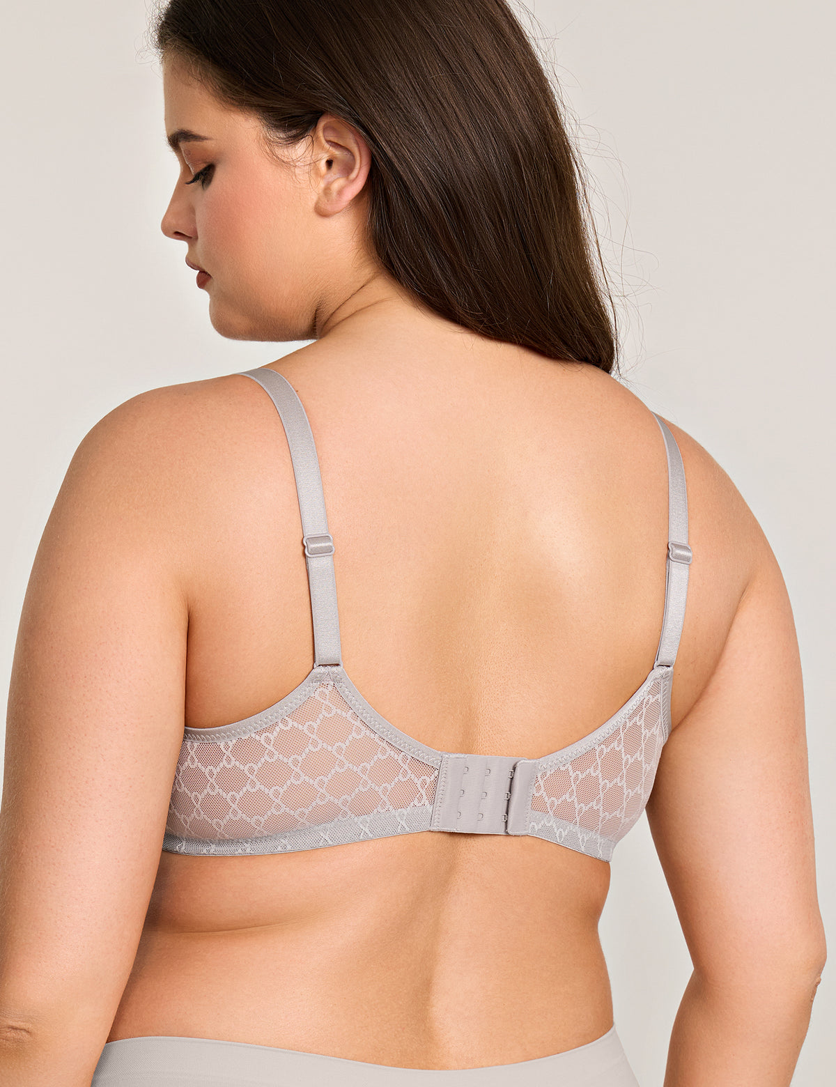 Wingslove Women's Mesh Lace Underwire Bra Seamless Sheer Back-Smoothing Unpadded Light Nude Bra for Everyday, Grey