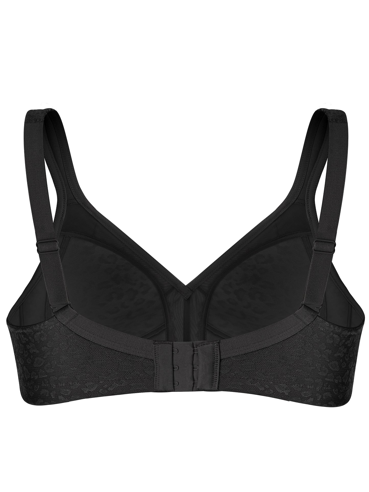 Deyllo Women's Full Coverage Wireless Bras Plus Size No Wire Non Padded Black Minimizer Bra
