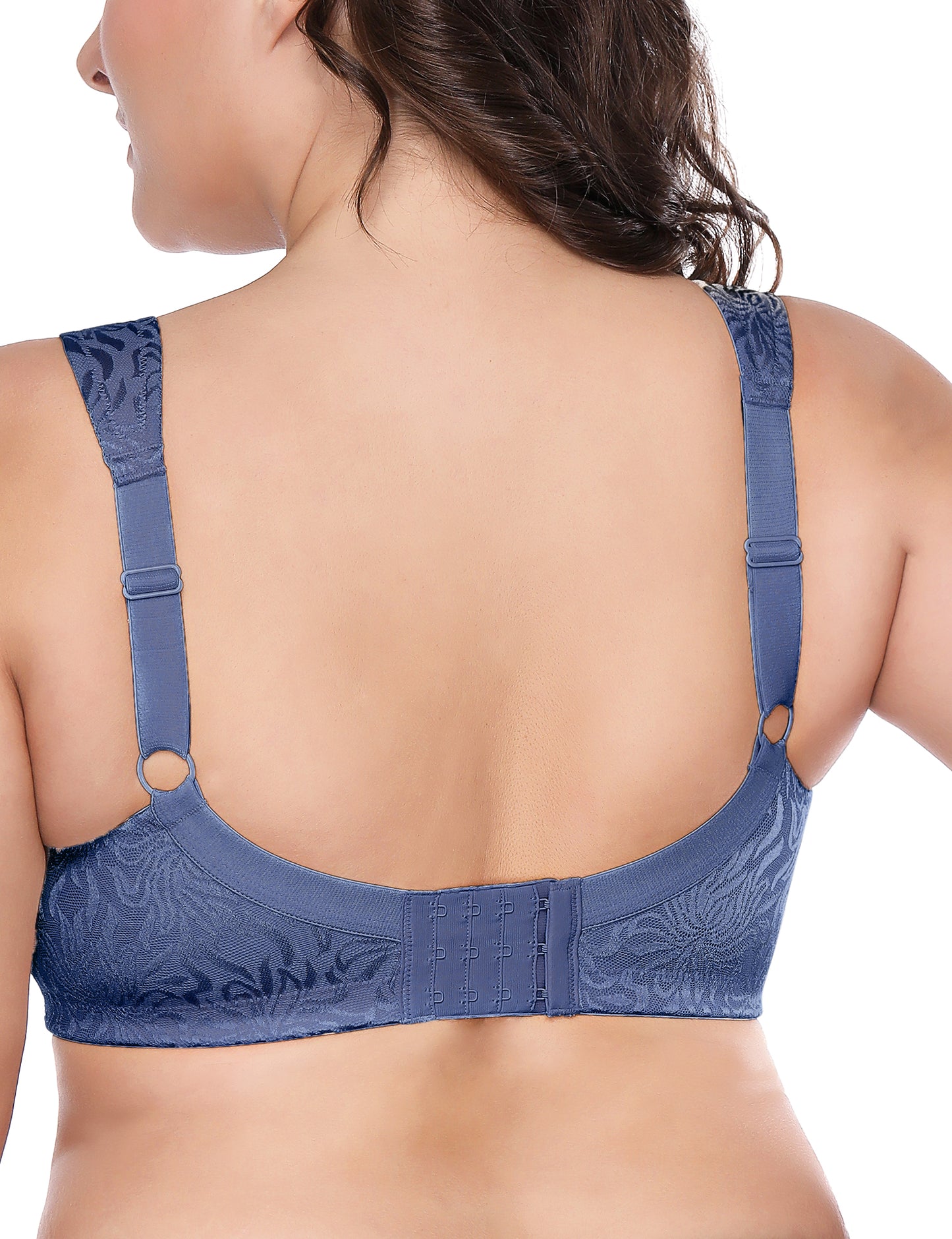 Deyllo Women's Full Coverage Comfort Wire Free Minimizer Support Bra Non Padded Grey Blue