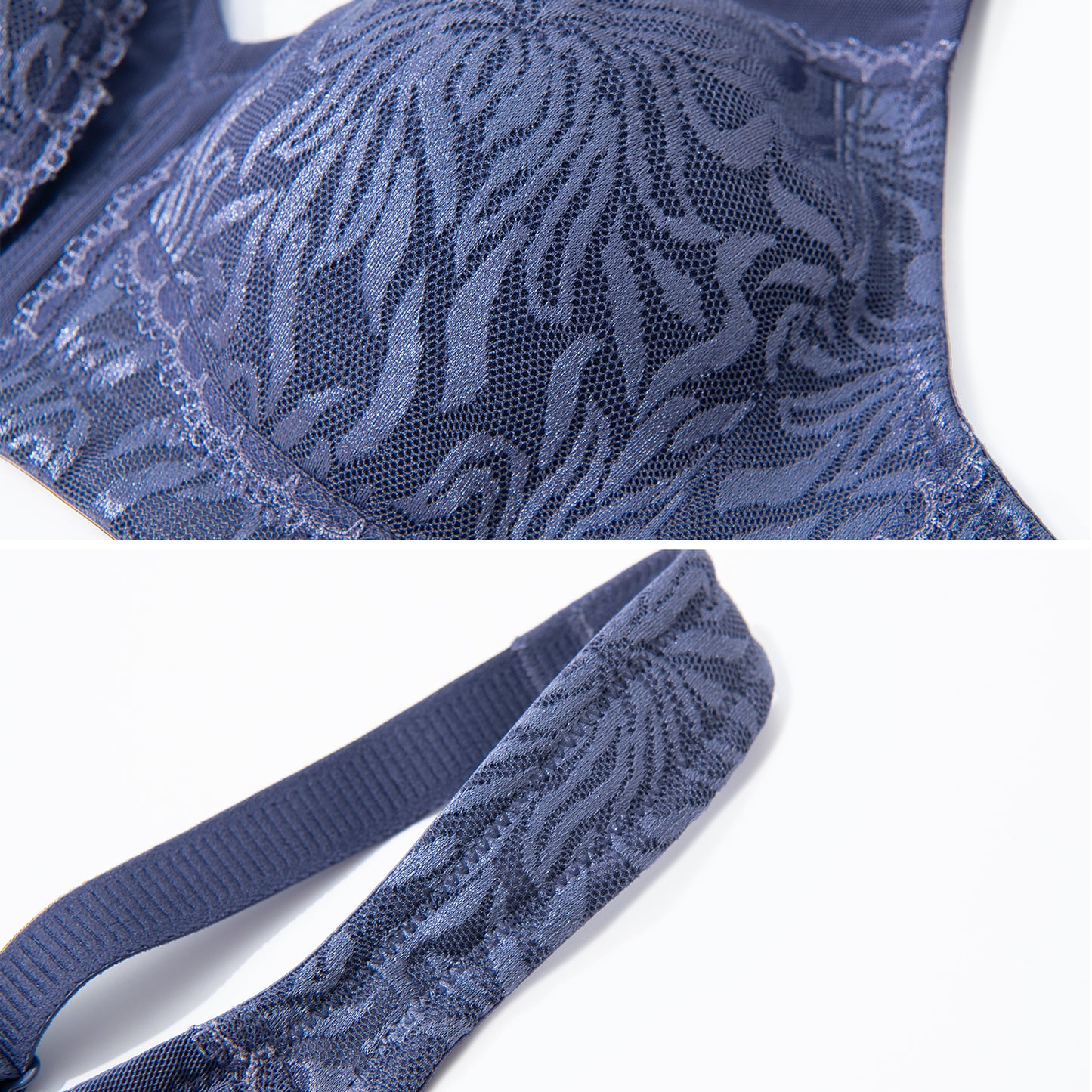 Deyllo Women's Full Coverage Comfort Wire Free Minimizer Support Bra Non Padded Grey Blue