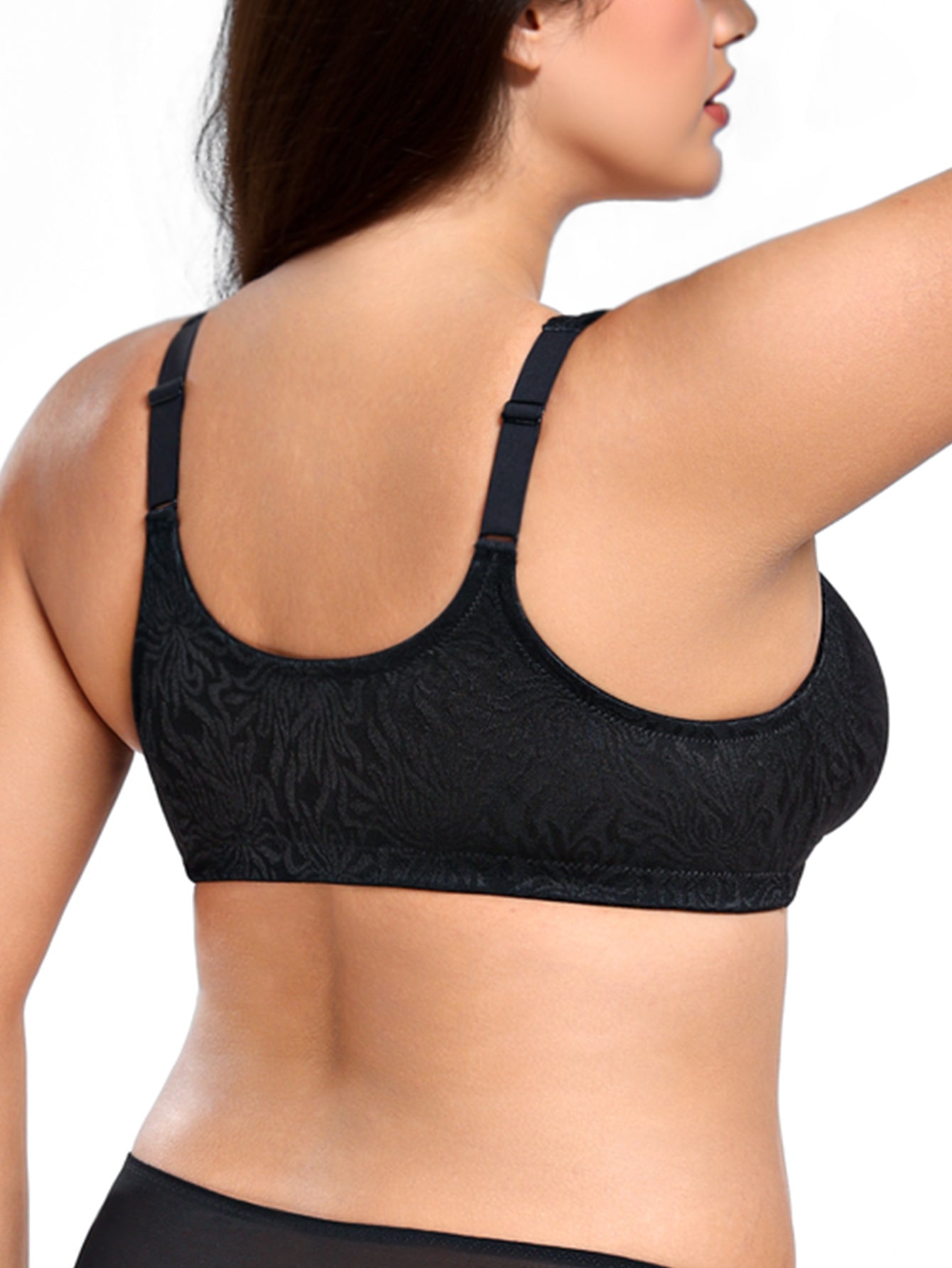 Deyllo Women Plus Size Front Closure Bras High Support Minimizer Bras Full Coverage Wireless Bras Non Padded Soft Comfort Black Bra