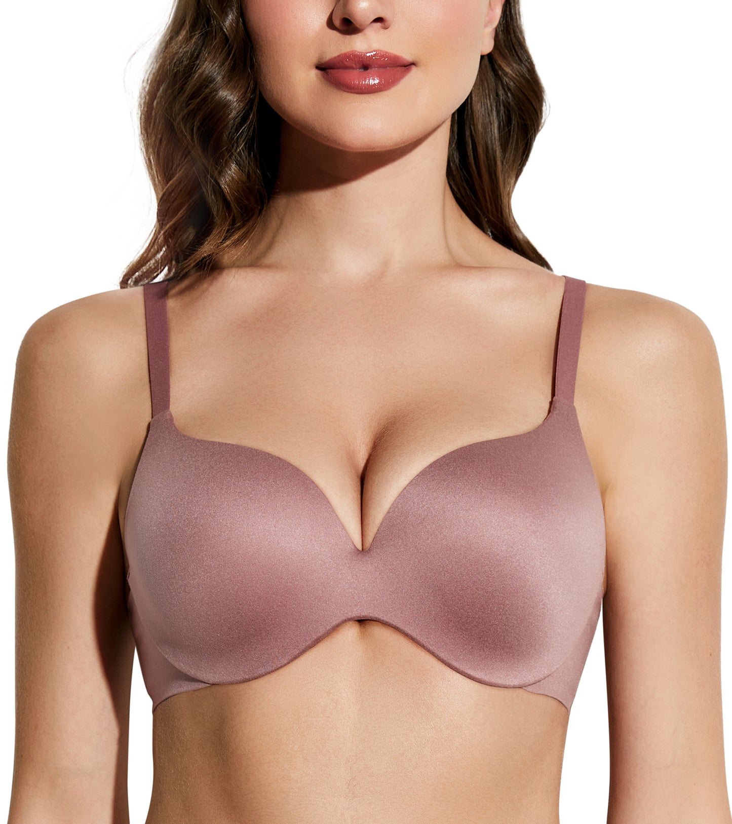 Deyllo Women's Full Coverage T-Shirt Bra, Pink