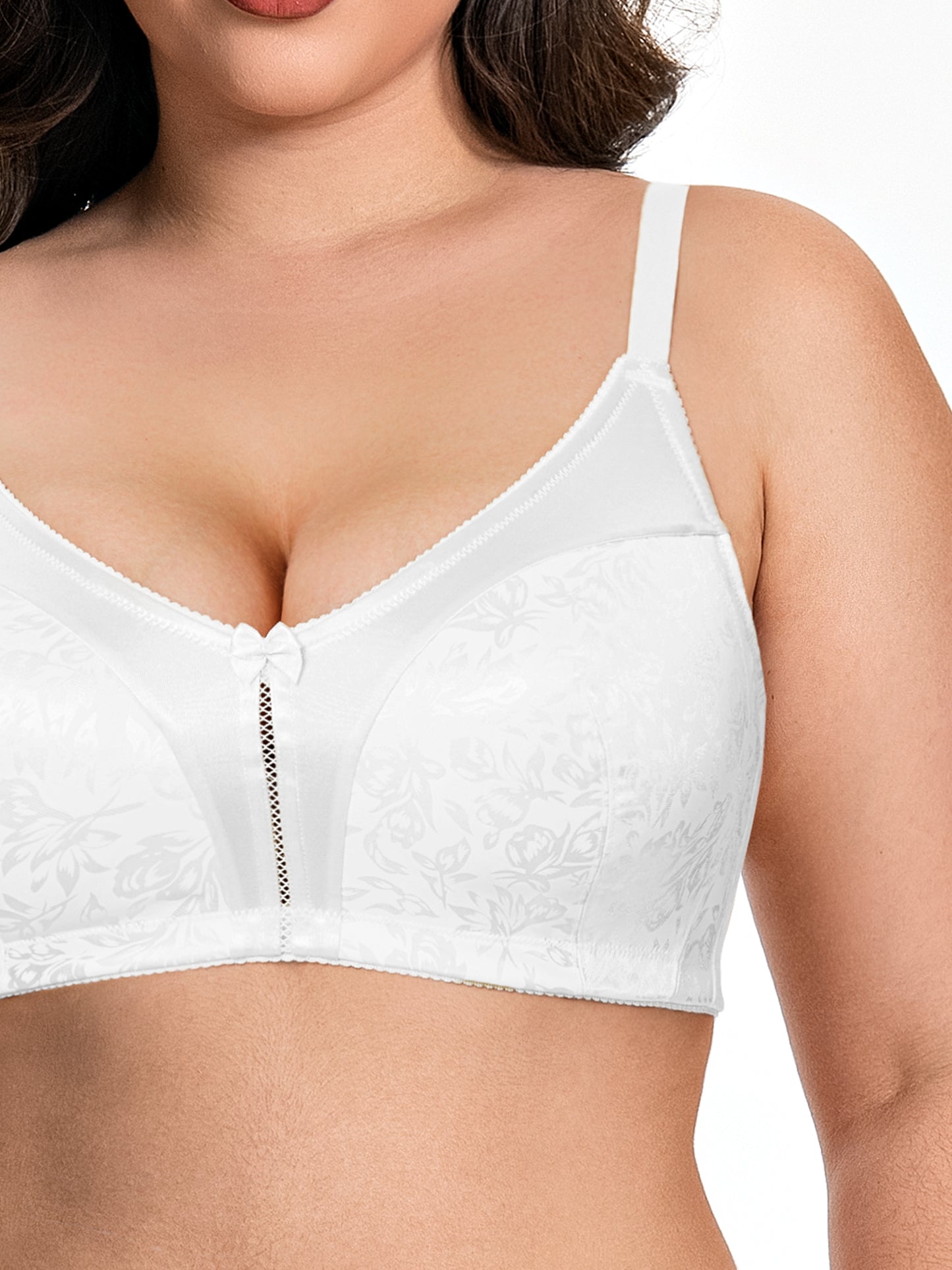 Deyllo Women Minimizer Bra Non Padded Wireless Comfort Bras White Full Figure Plus Size Underwire Bras