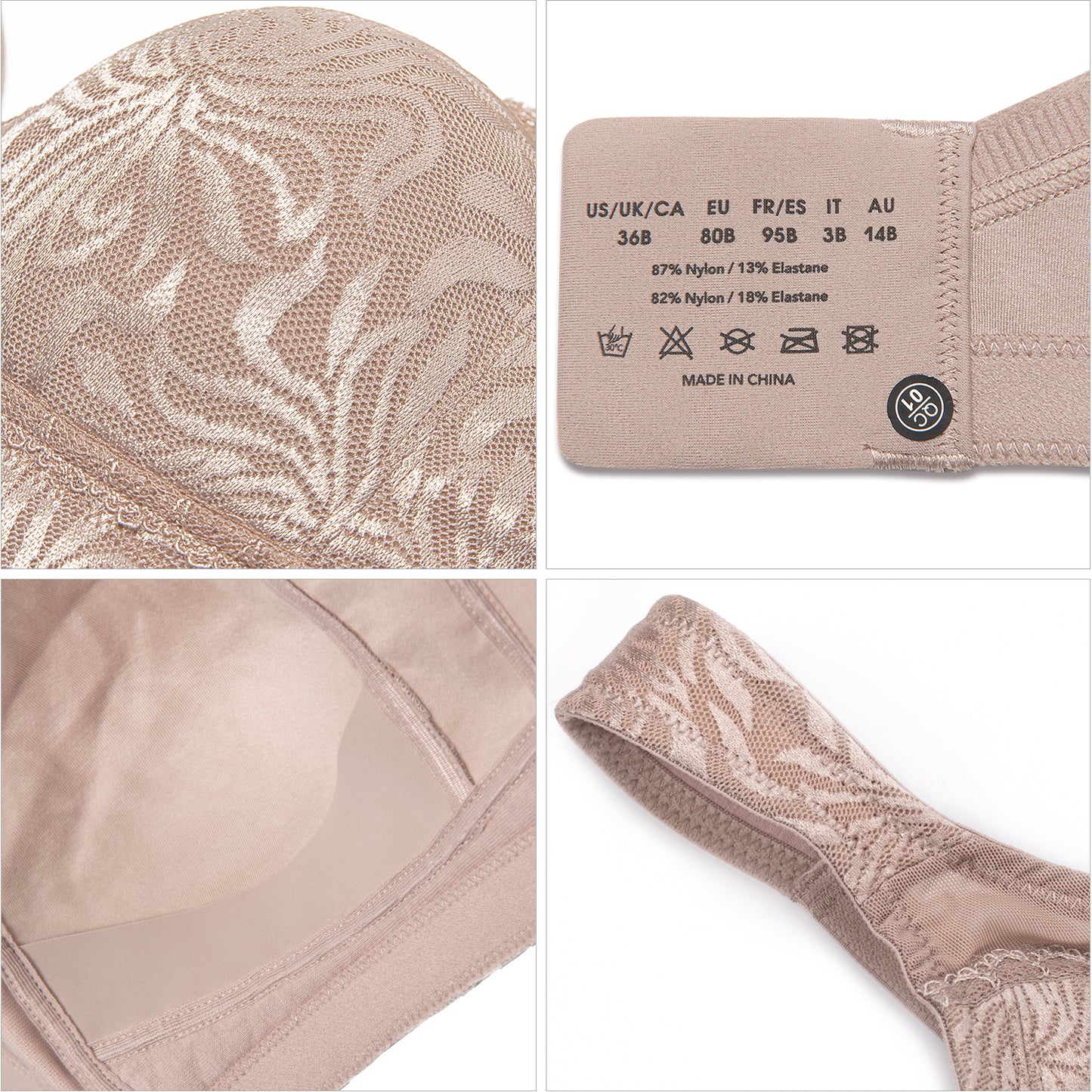 Deyllo Women's Non Padded Wireless Bras Plus Size Full Coverage Brown Minimizer Bra