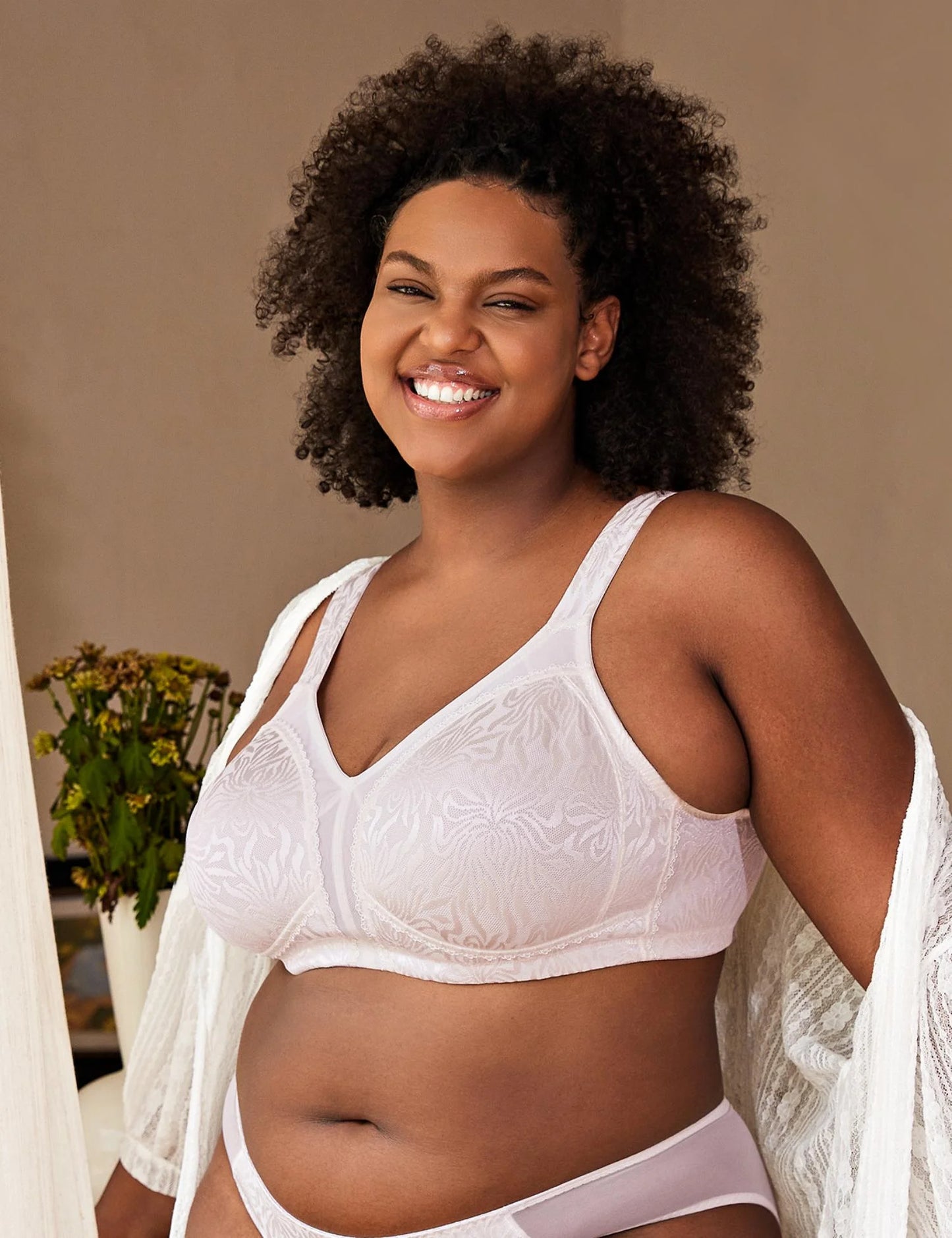 Wingslove Women's Full Coverage Plus Size Bra Non Padded Wireless Minimizer Bra, Sandshell Pink