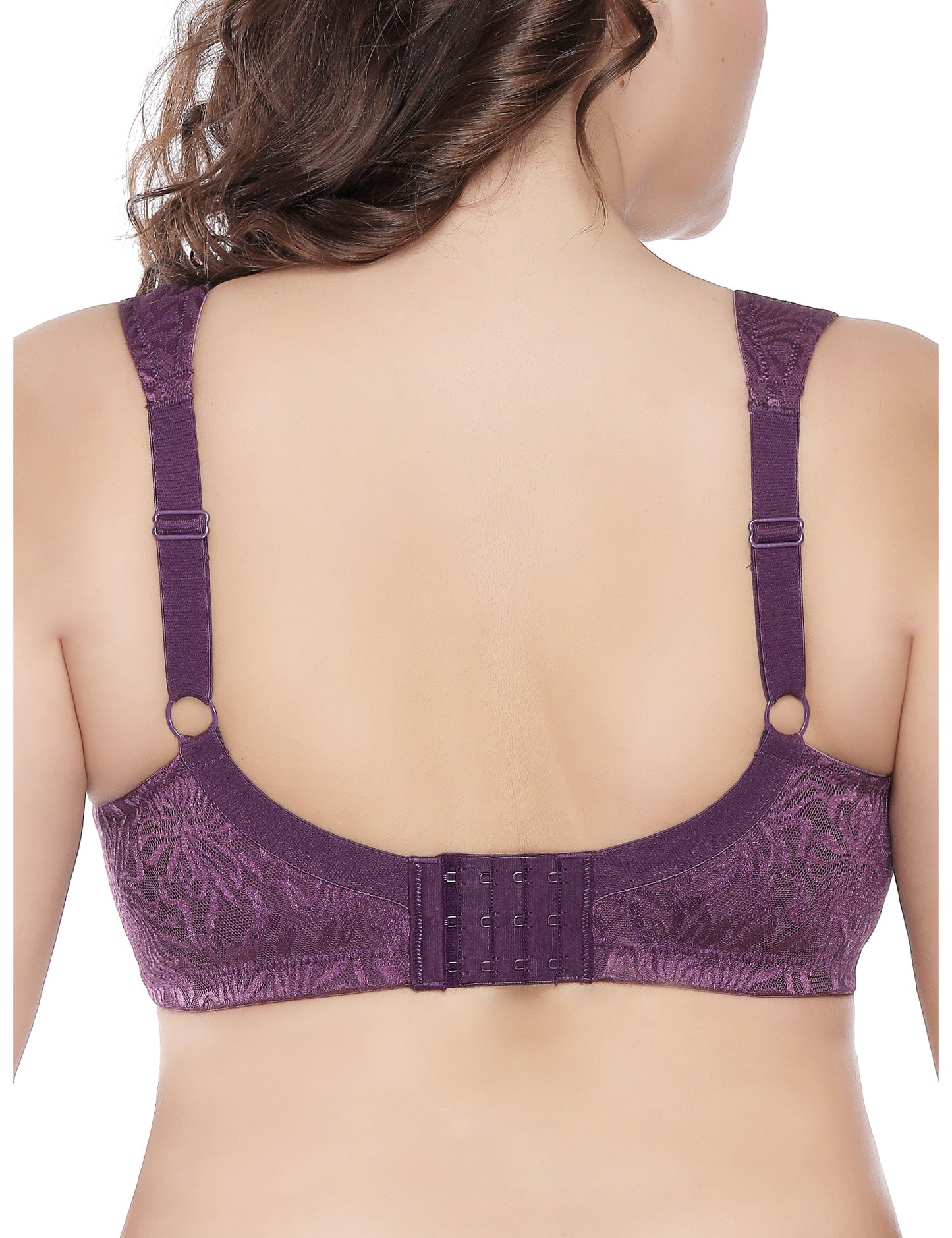 Deyllo Women's Full Coverage Comfort Wire Free Minimizer Support Bra Non Padded Purple
