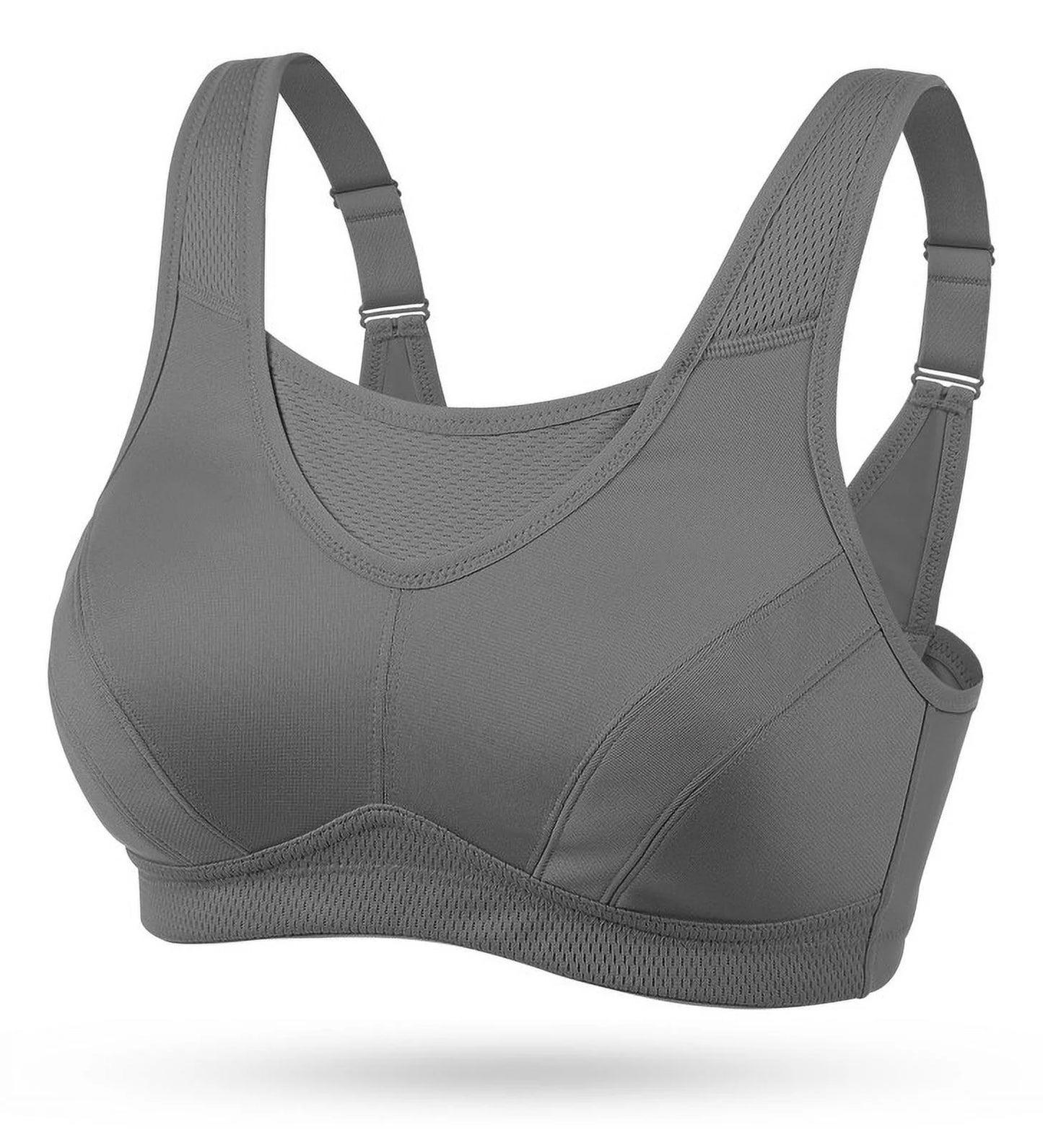 Wingslove Women's Sports Bra Full Coverage Wireless Bra Plus Size High Impact Non Padded Workout Bra,Gray