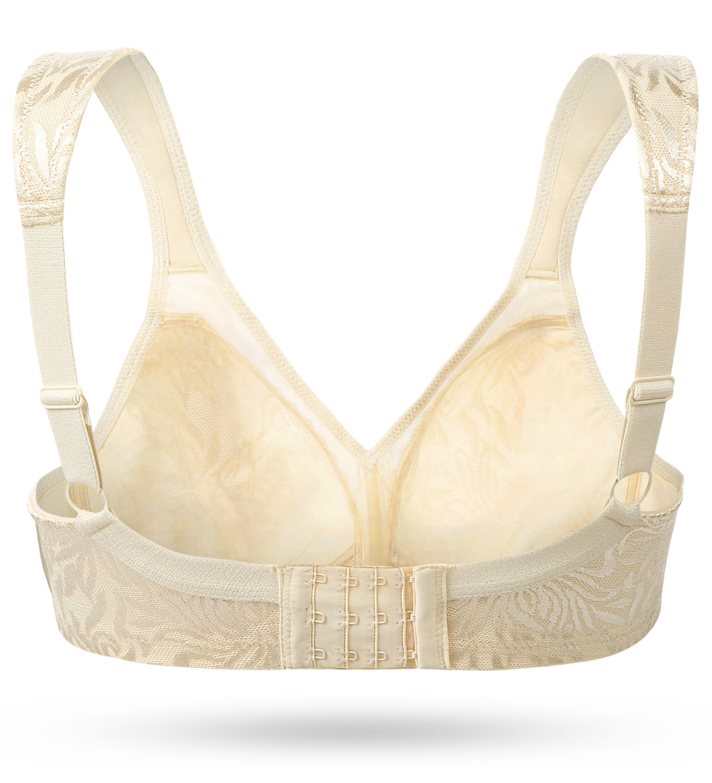 Deyllo Women's Non Padded Wireless Bras Plus Size Full Coverage Biege Minimizer Bra