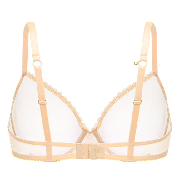 Wingslove Women's Sexy Sheer Bra Unlined Underwire Support See Through Everyday Bra with Silicone Nipple, Nude