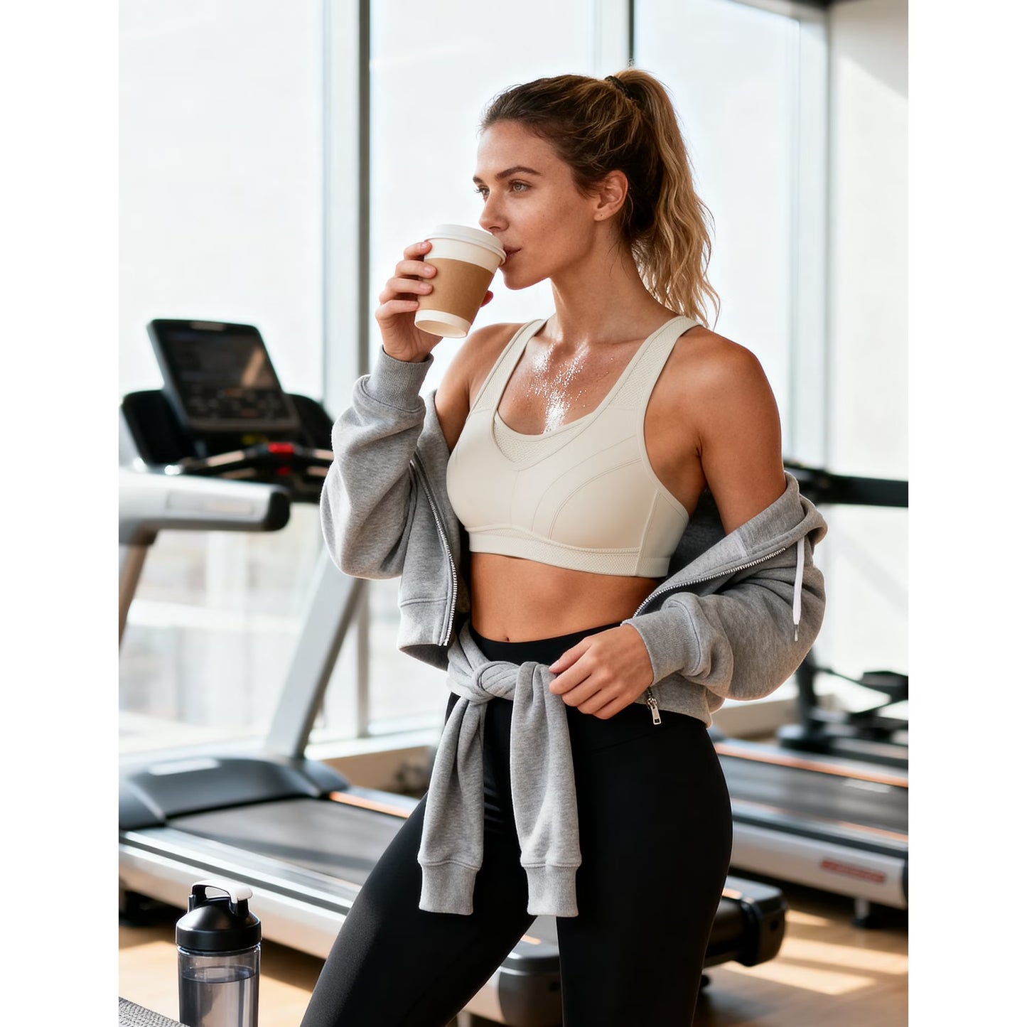 Wingslove Women's Sports Bra Full Coverage Wireless Bra Plus Size High Impact Non Padded Workout Bra,Ivory