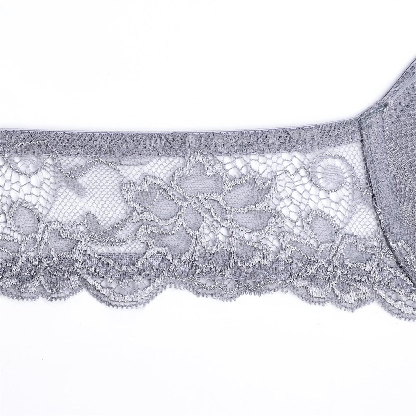 Wingslove Women's Push Up Sexy Lace Padded Plunge Underwire Lift Up Bras Add 1 Cup Boost Brassiere,Gray