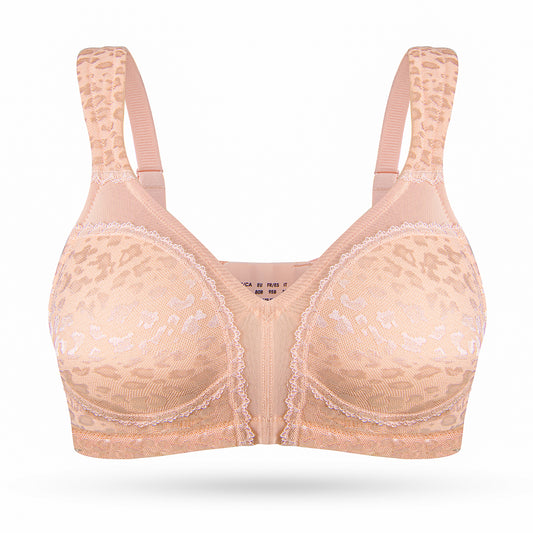 Deyllo Women's Full Coverage Comfort Wire Free Minimizer Support Bra Non Padded Pink Nude