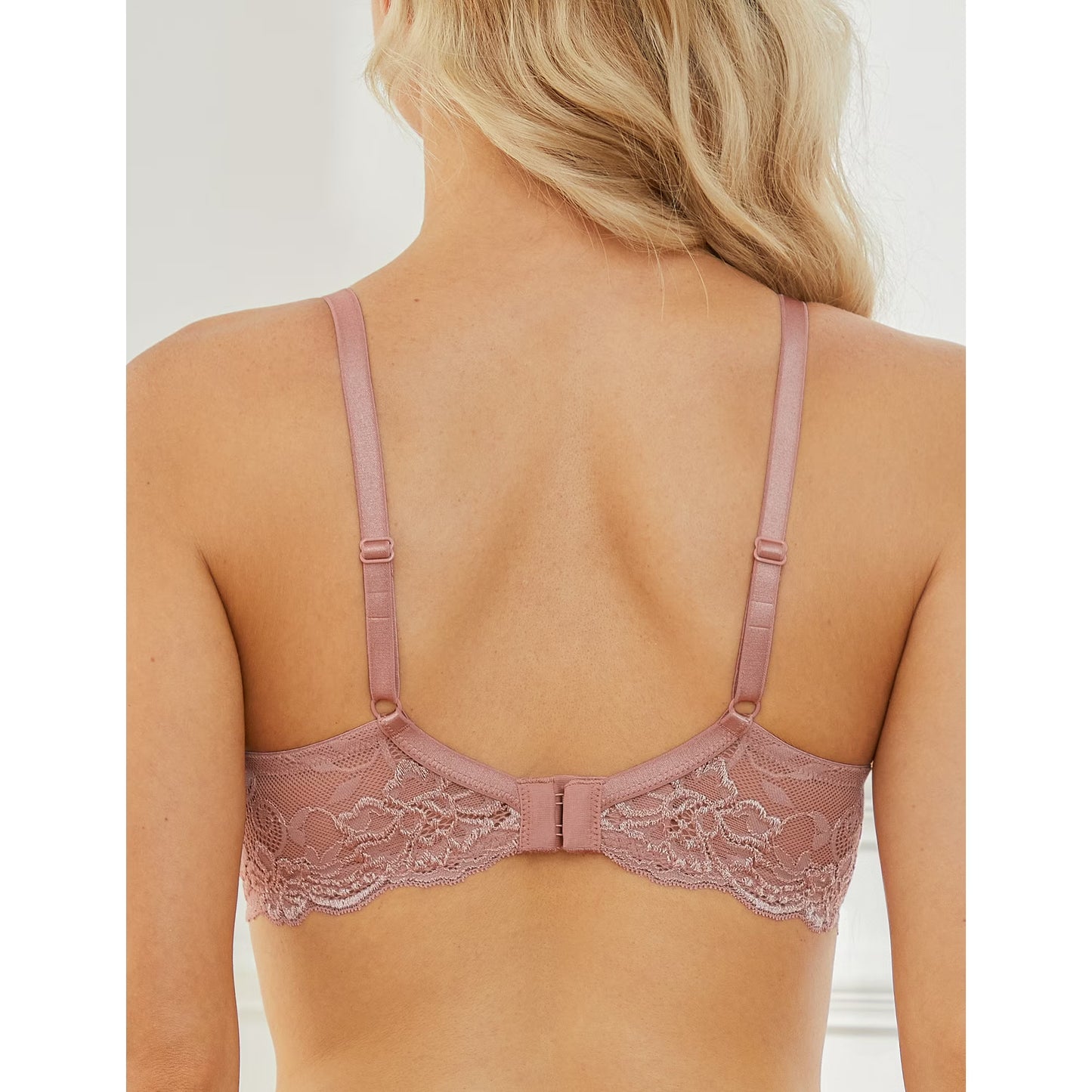 Wingslove Women's Push Up Sexy Lace Padded Plunge Underwire Lift Up Bras Add 1 Cup Boost Brassiere,Rose Pink Brown