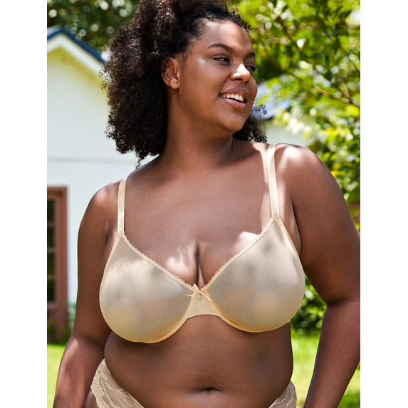 Wingslove Women's Sexy Sheer Bra Unlined Underwire Support See Through Everyday Bra with Silicone Nipple, Nude