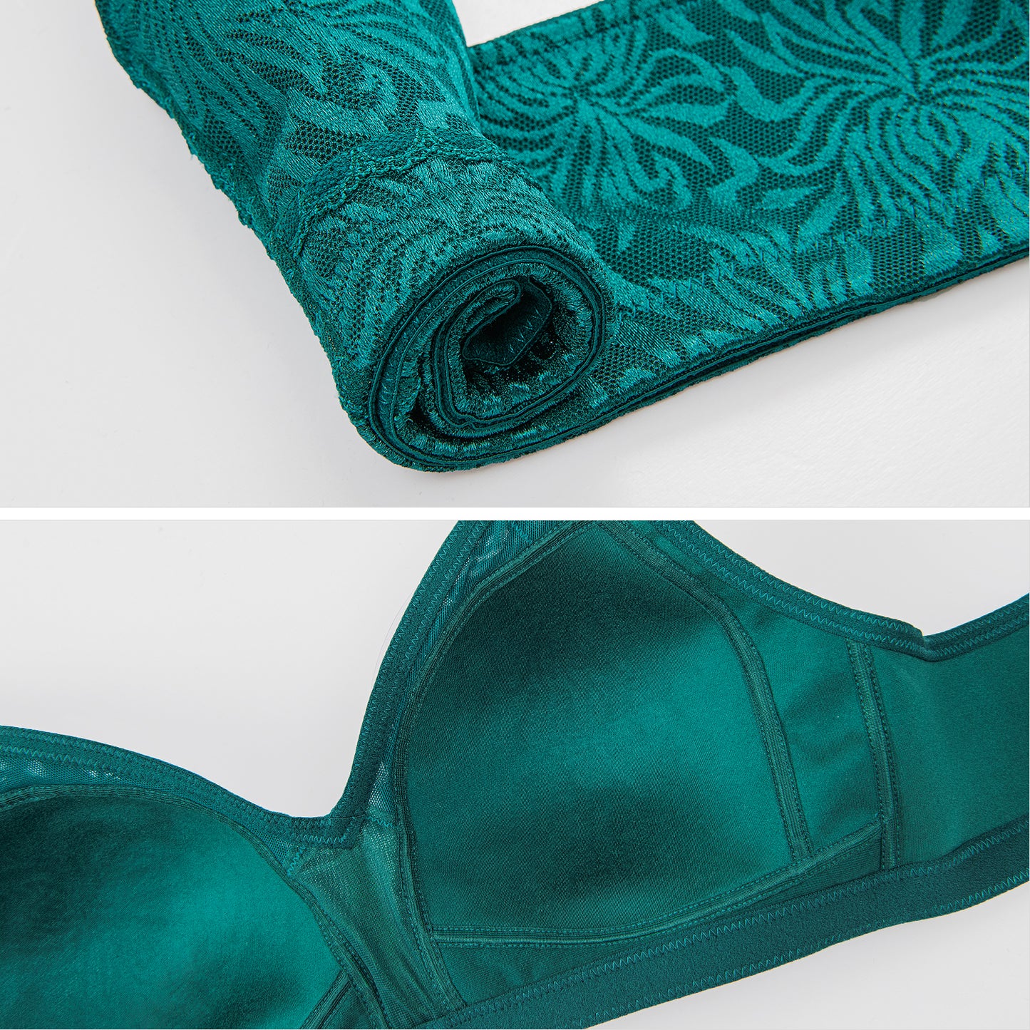Deyllo Women's Non Padded Wireless Bras Plus Size Full Coverage Dark Green Minimizer Bra