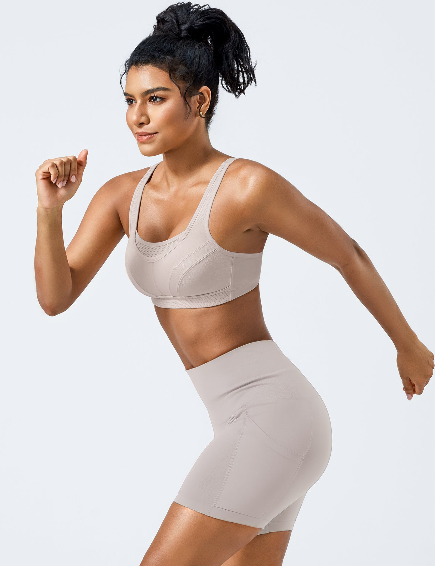 Wingslove Women's Sports Bra Full Coverage Wireless Bra Plus Size High Impact Non Padded Workout Bra,Silver Gray