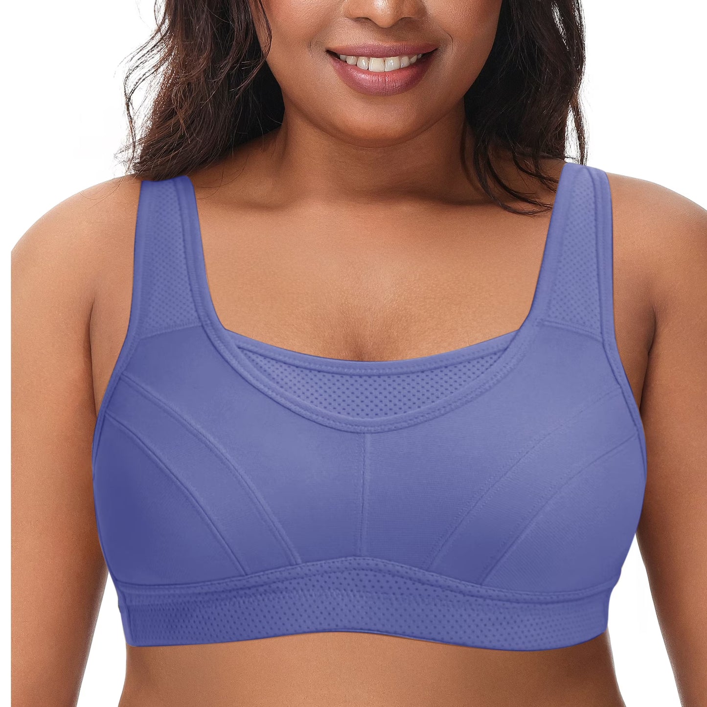 Deyllo Women Plus Size Sport Bras Full Coverage No Underwire Wireless Comfort Everyday Purple Bra