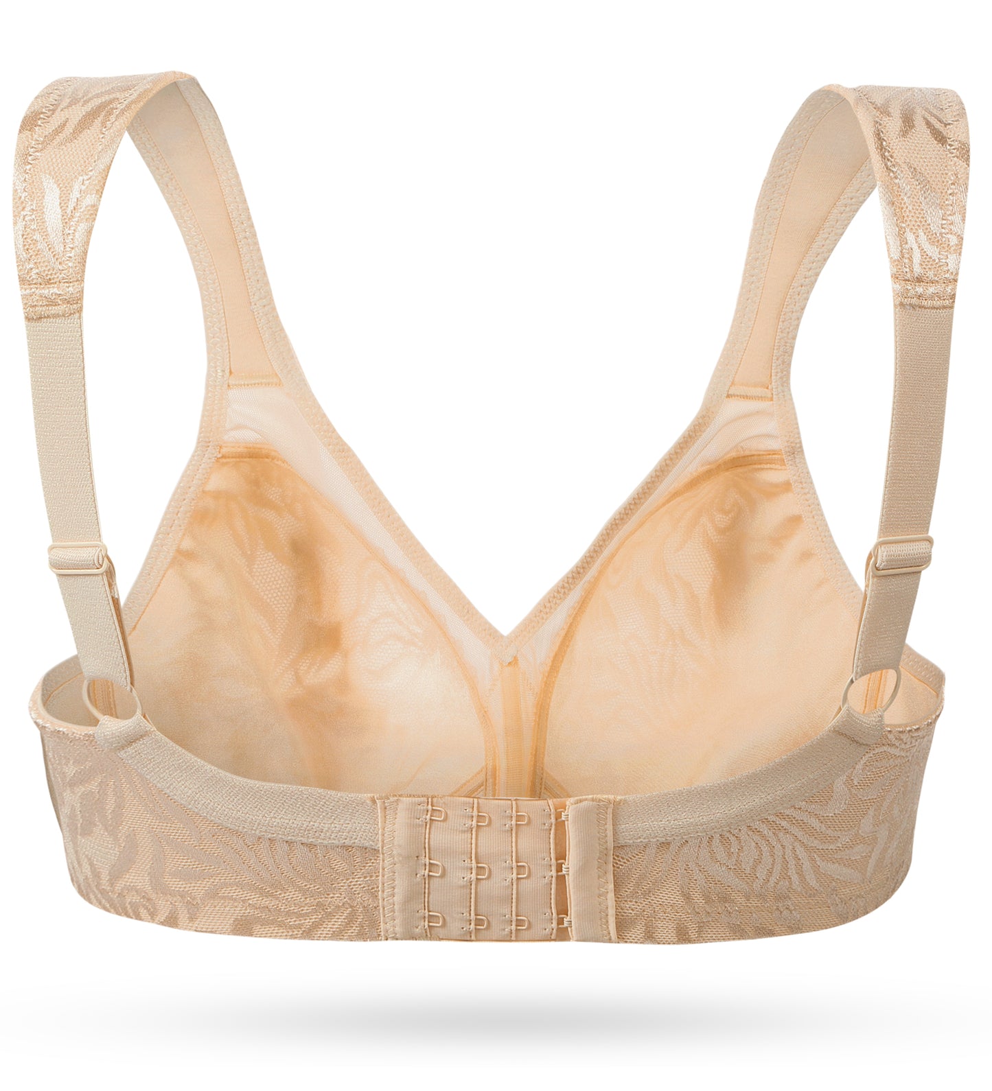 Deyllo Women's Non Padded Wireless Bras Plus Size Full Coverage Dark Beige Minimizer Bra