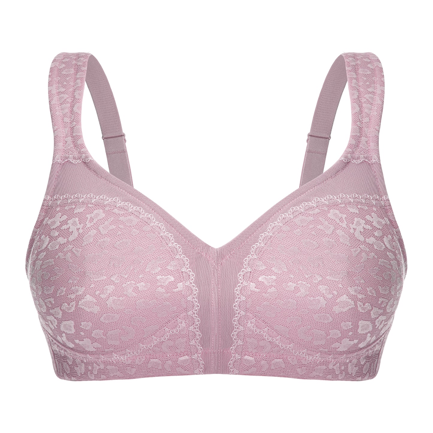 Deyllo Women's Full Coverage Wireless Bras Plus Size No Wire Non Padded Light Purple Minimizer Bra