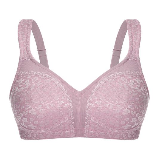 Deyllo Women's Full Coverage Wireless Bras Plus Size No Wire Non Padded Light Purple Minimizer Bra