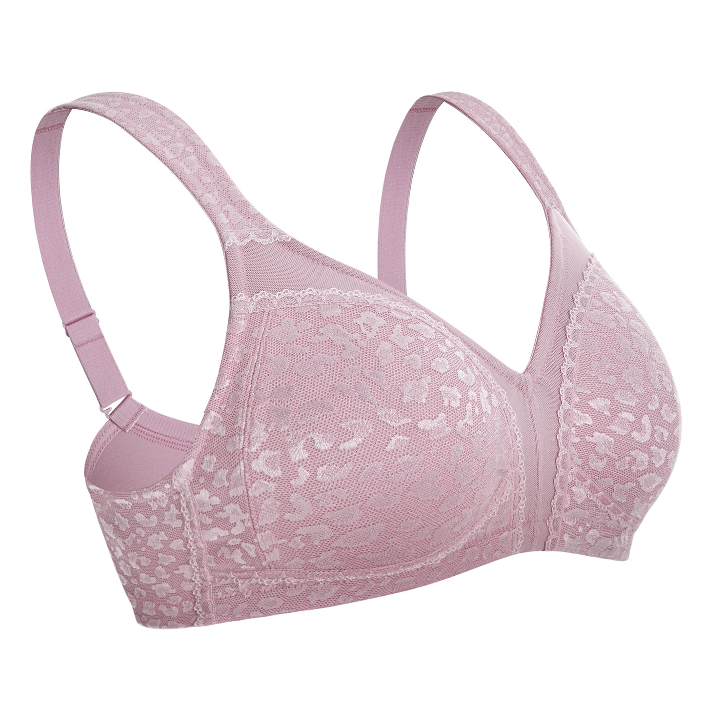 Deyllo Women's Full Coverage Wireless Bras Plus Size No Wire Non Padded Light Purple Minimizer Bra