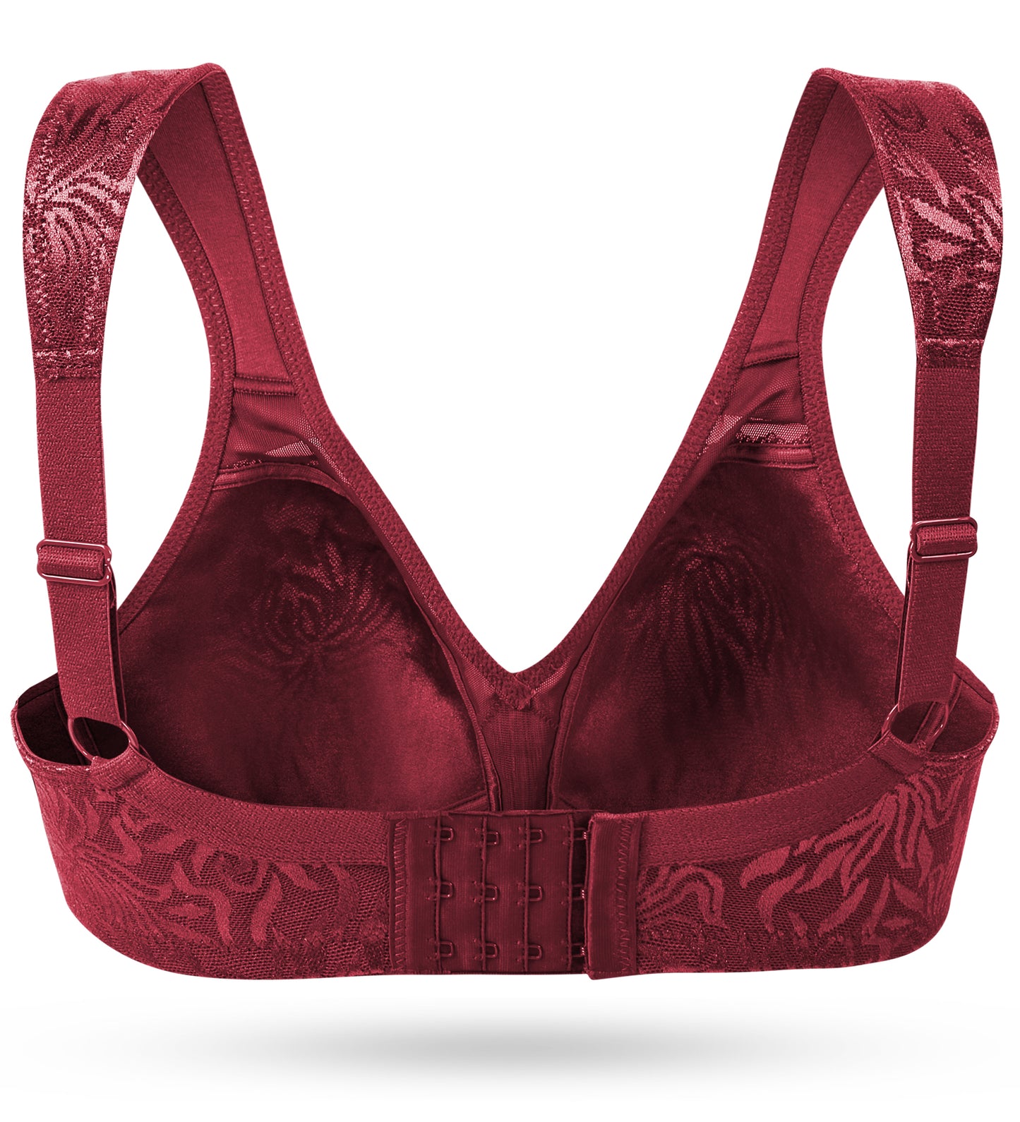 Deyllo Women's Non Padded Wireless Bras Plus Size Full Coverage Wine Red Minimizer Bra