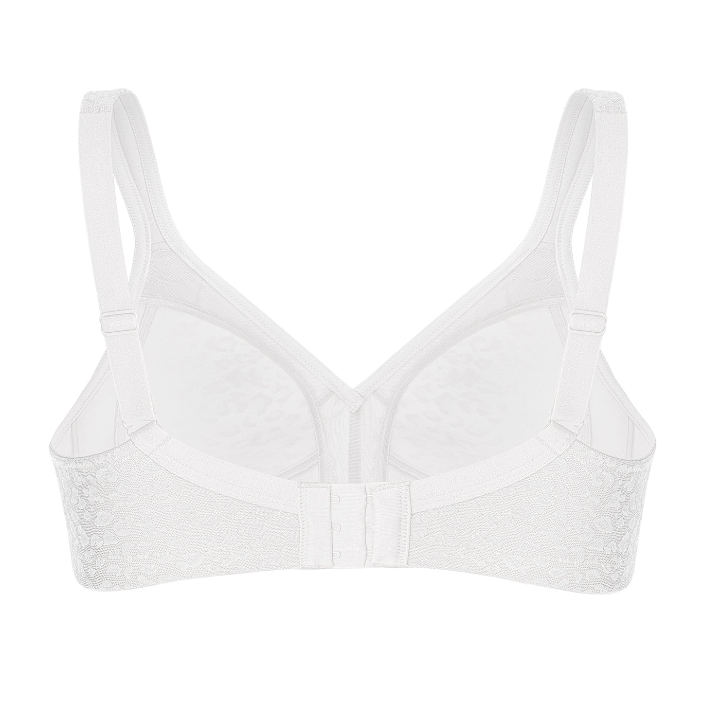 Deyllo Women's Full Coverage Wireless Bras Plus Size No Wire Non Padded White Minimizer Bra