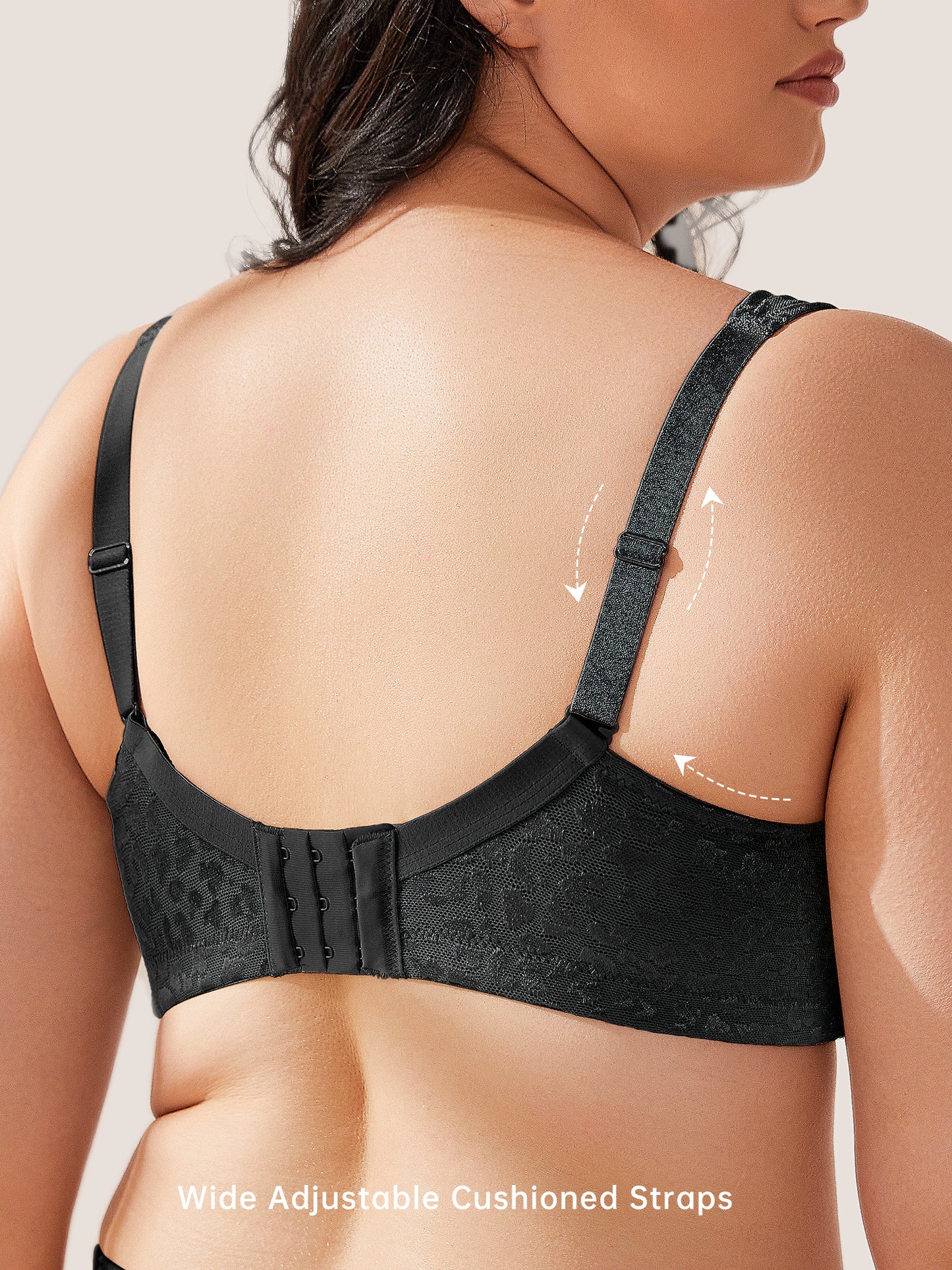 Wingslove Women's Plus Size Full Coverage Minimizer Bra Wirefree Non Padded for Everyday Comfort, Black