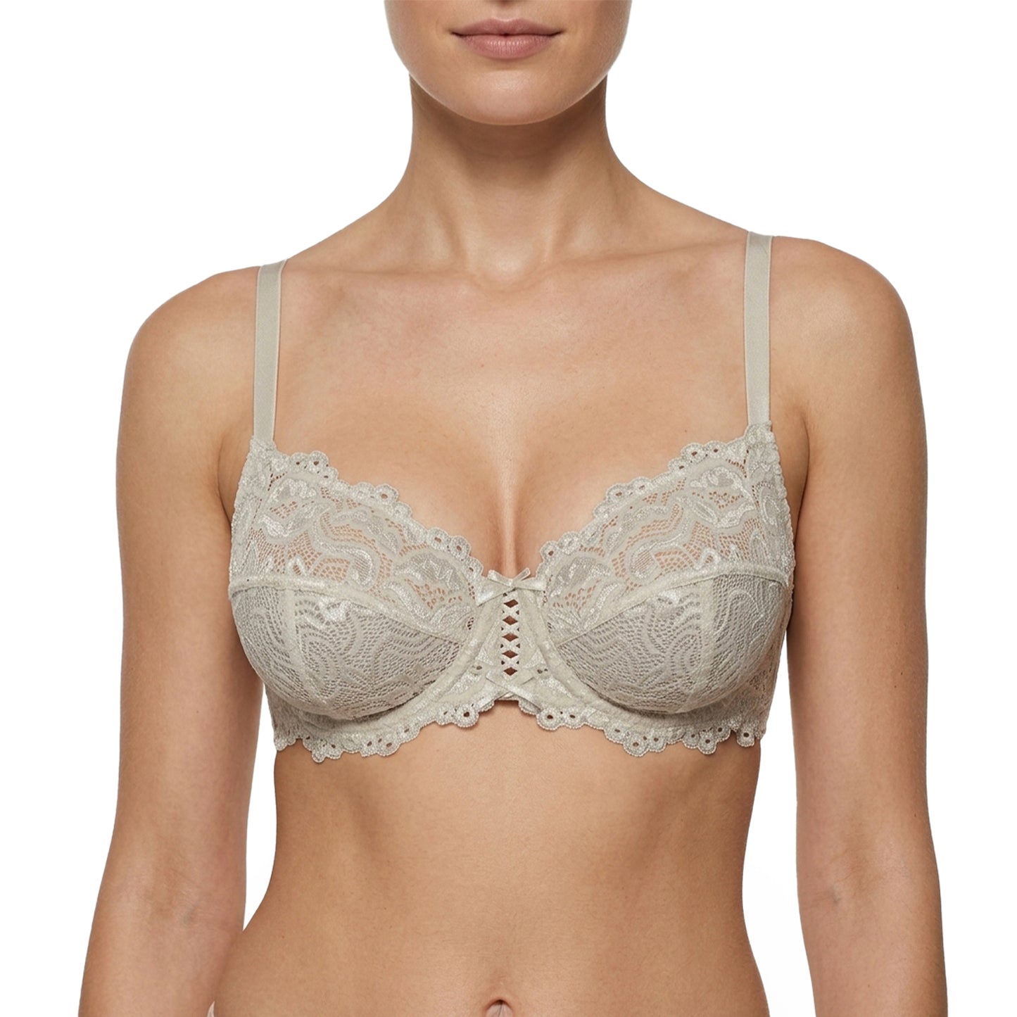 Wingslove Women’s Sexy Lace Bra Underwire Non Padded Full Coverage Unlined Plus Size Bralette,Elephant Gray