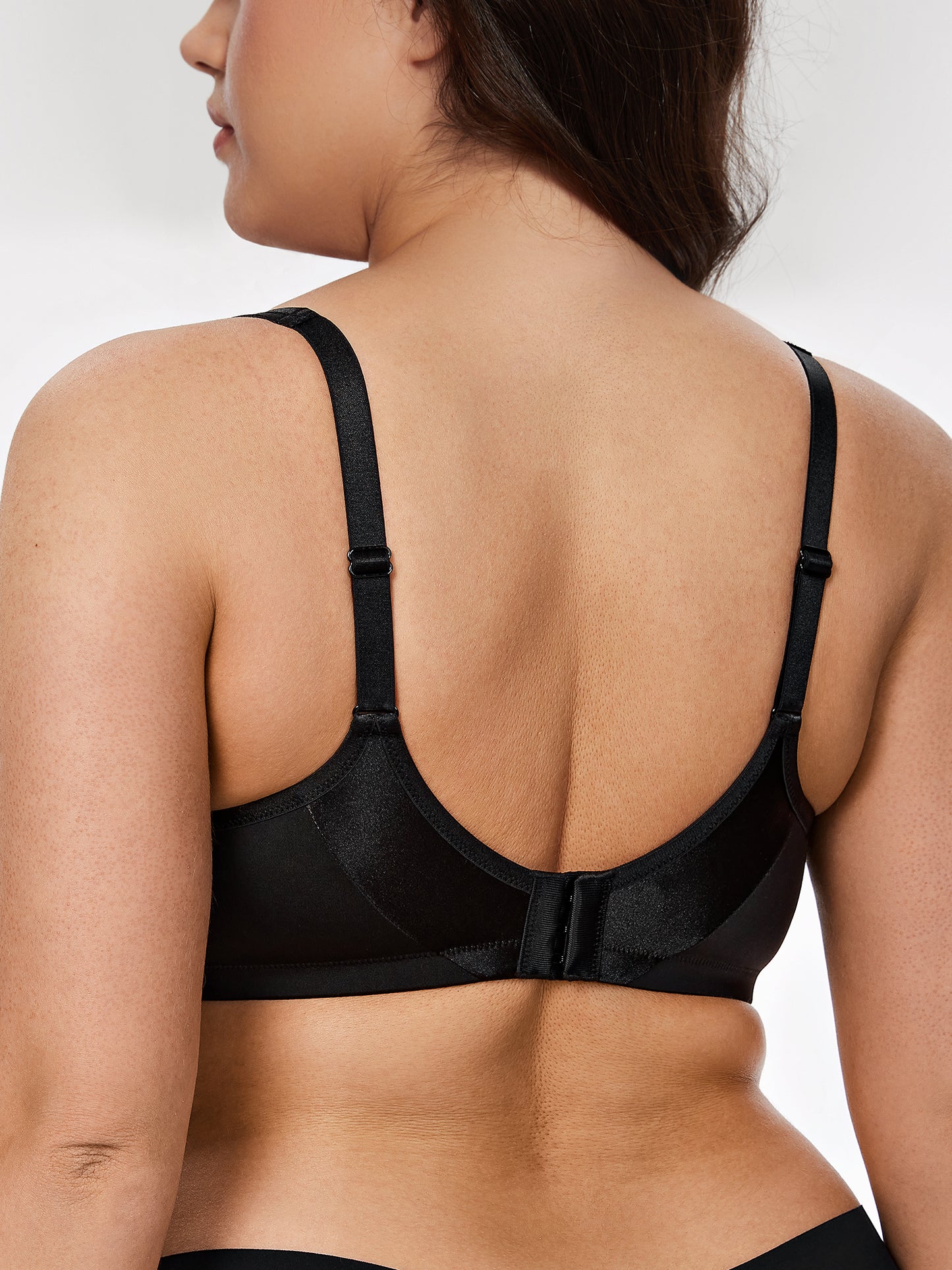Deyllo Women Plus Size Bras Full Coverage Bra Smooth Unlined Underwire Comfort Everyday Black Bra