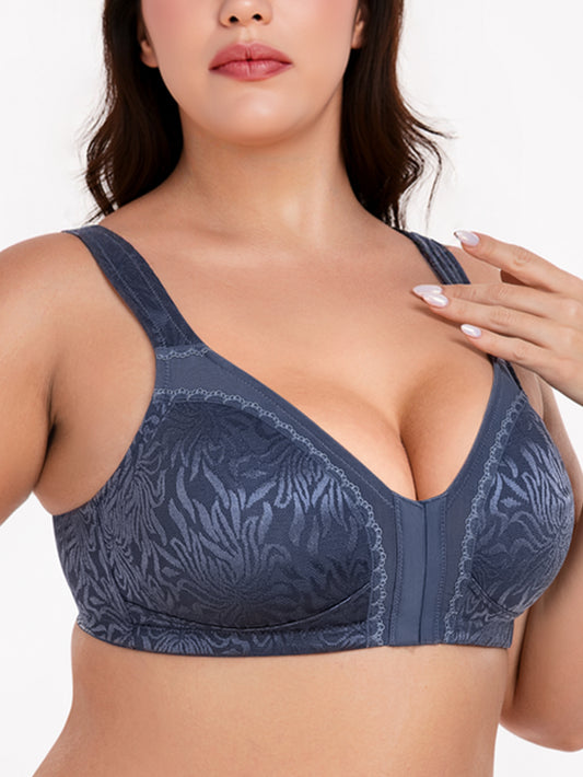 Deyllo Women Front Closure Minimizer Bras Plus Size Wireless Bras Posture Back Non Padded Comfort Everydaywear Blue Bras