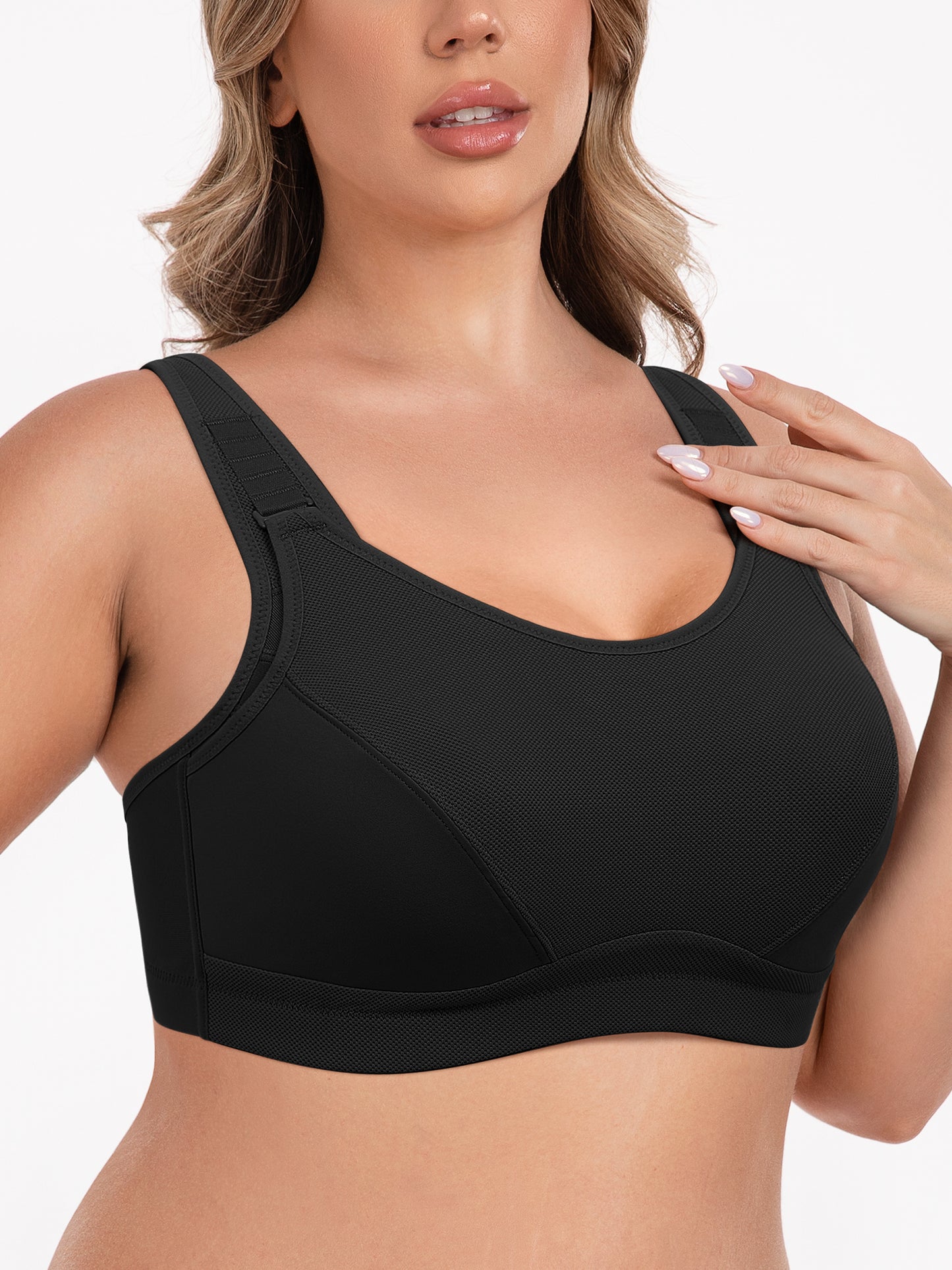 Deyllo High Impact Support Sports Bras For Women Plus Size Non-Padded Wireless Exercise Athletic Bras,Black
