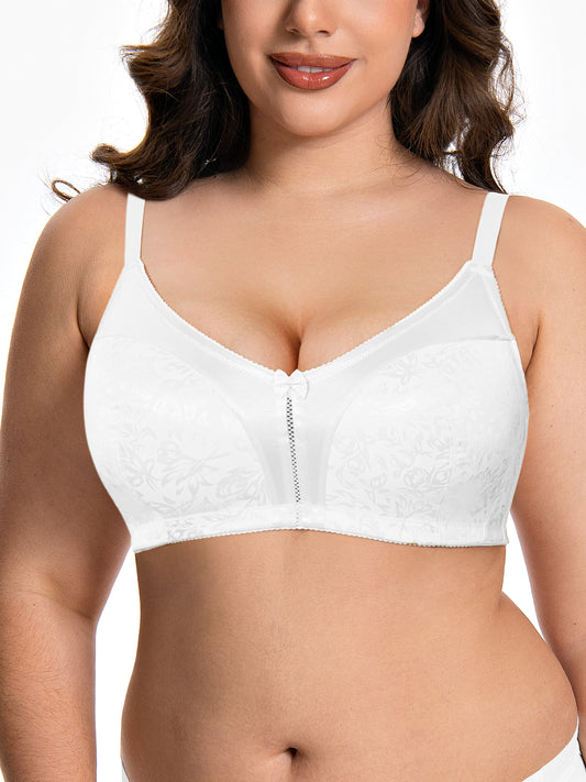 Deyllo Women Minimizer Bra Non Padded Wireless Comfort Bras White Full Figure Plus Size Underwire Bras