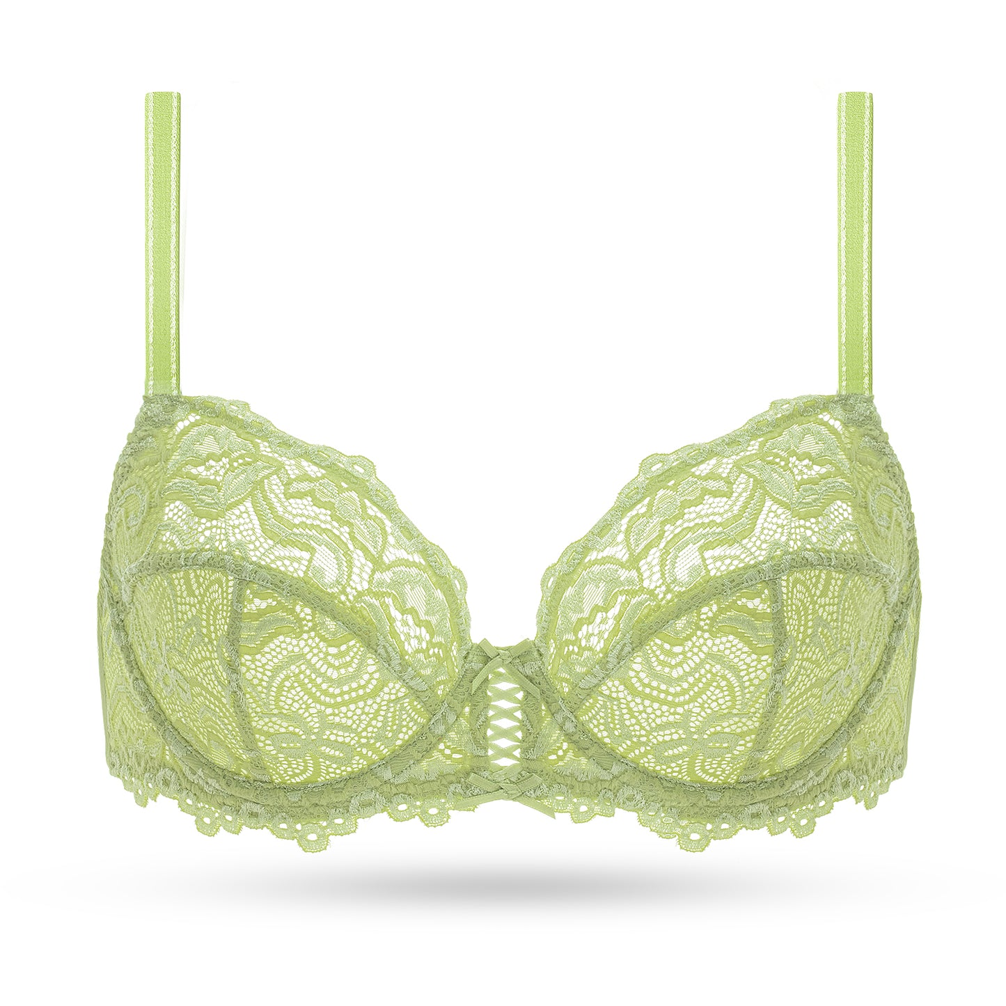 Deyllo Women's Sheer Lace Mesh Bra, Unlined Full Cup, Green