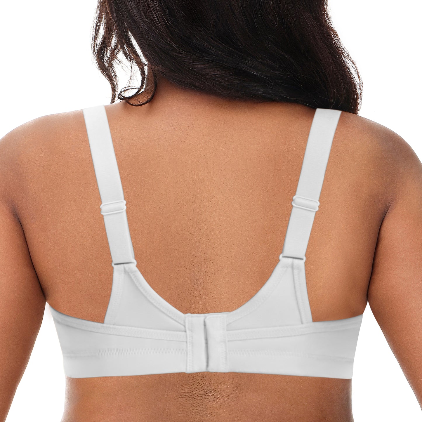 Deyllo Women's Plus Size Sports Bra, High Impact Full Support, Non-Padded Wireless Workout Running White Bra
