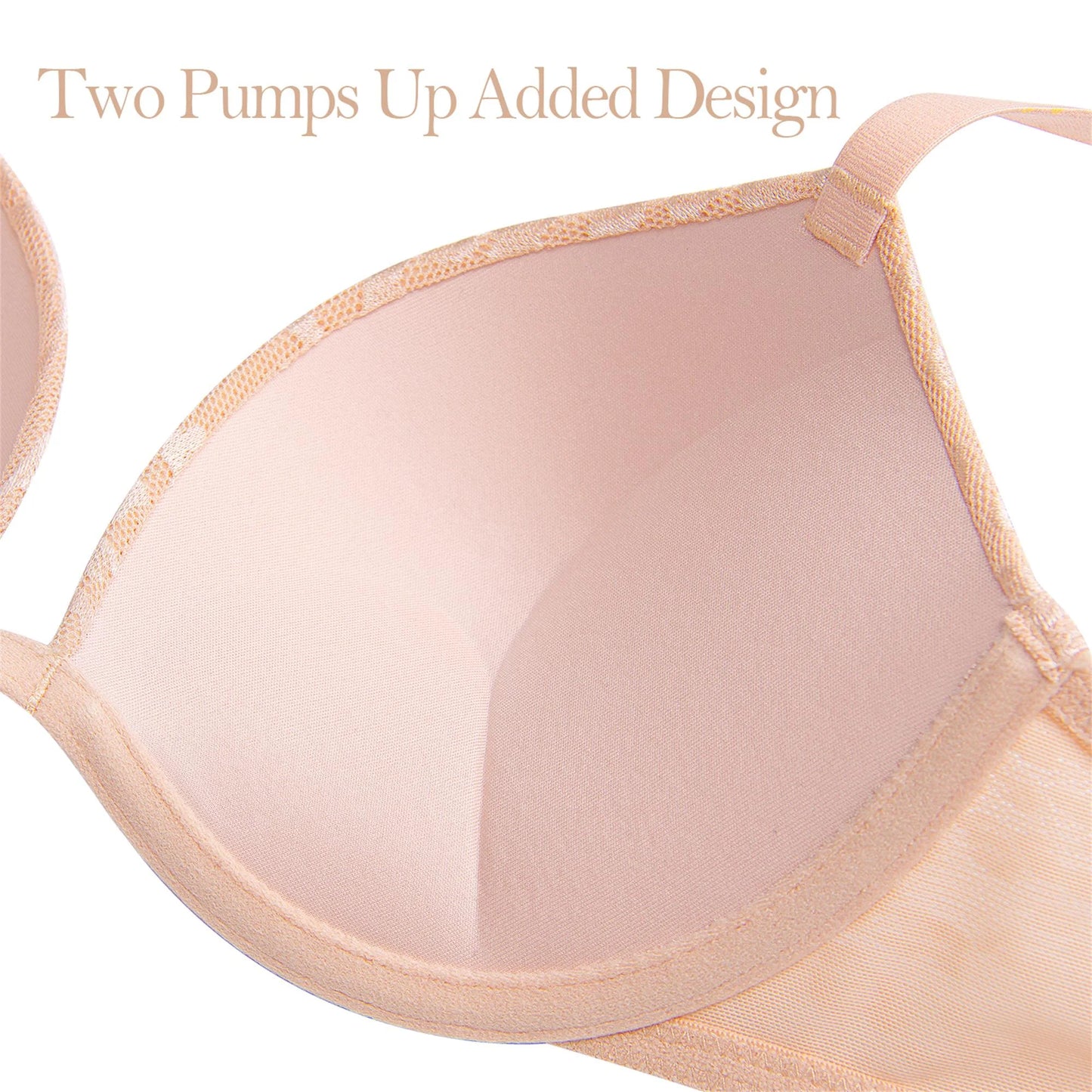 Wingslove Womens Push-up Bra Deep V Plunge Underwire T-Shirt Bra, Pink