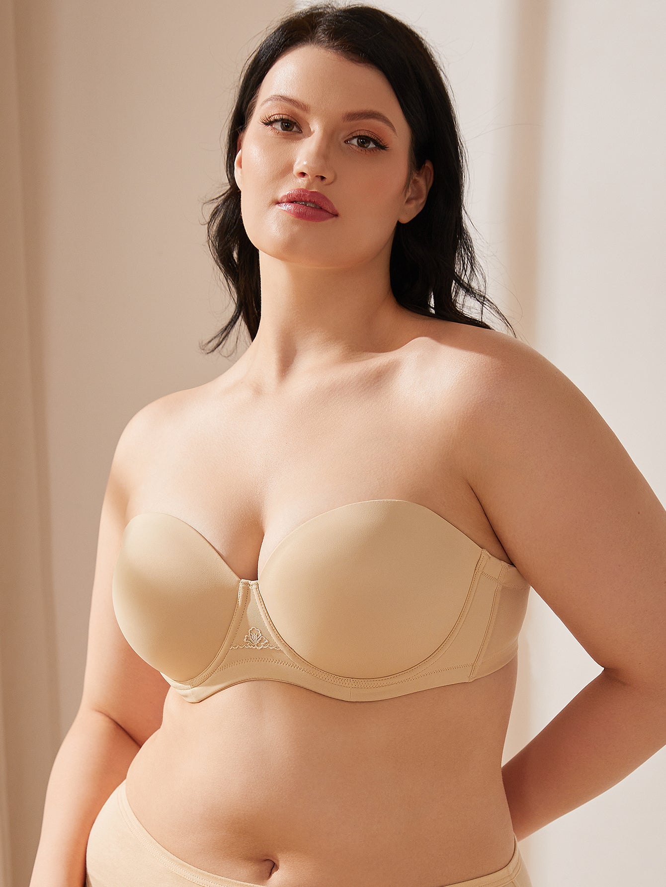 Wingslove Women's Strapless Push Up Bra Plus Size Full Figure Underwire Multiway Contour Bra,Nude
