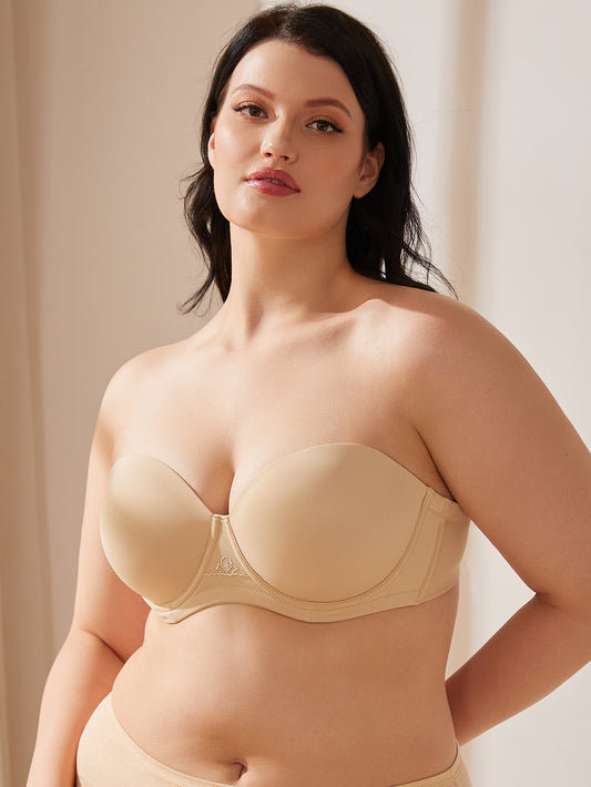 Wingslove Women's Strapless Push Up Bra Plus Size Full Figure Underwire Multiway Contour Bra,Nude