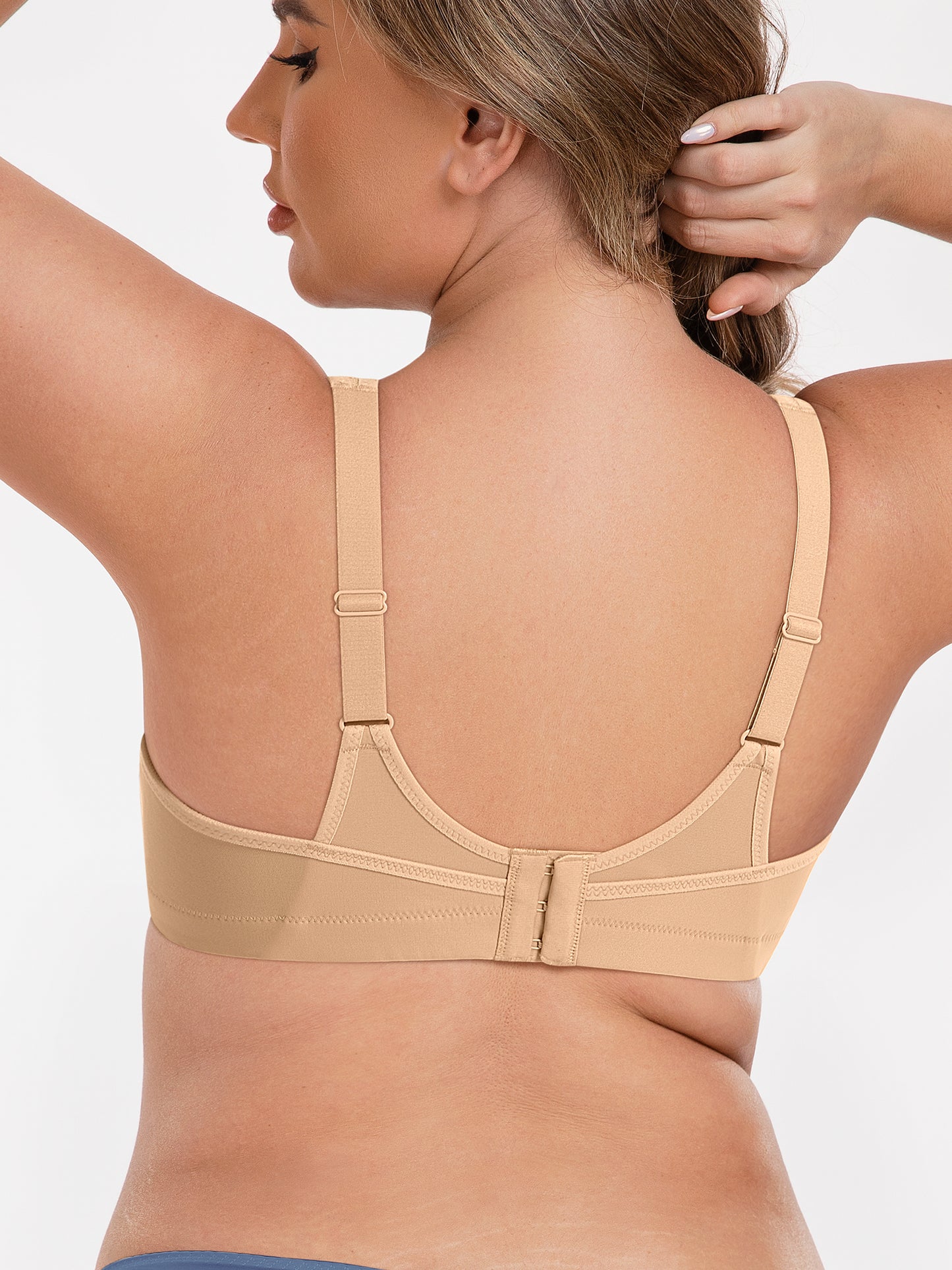 Deyllo High Impact Support Sports Bras For Women Plus Size Non-Padded Wireless Exercise Athletic Bras,Beige