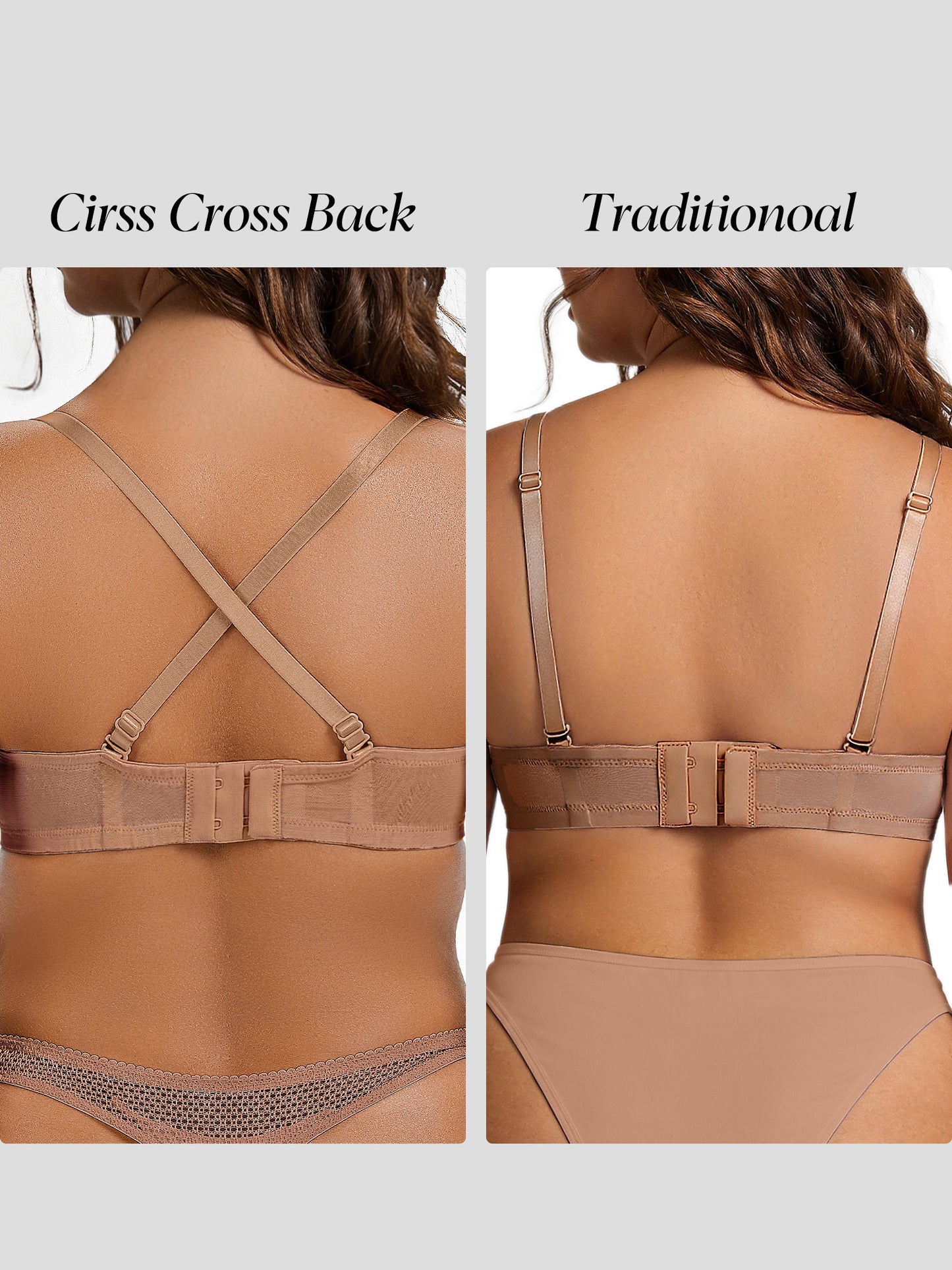 Deyllo Women Lace Push Up Bras Sheer See-Through Bralette Bra Unlined Underwire Support Brown Bras