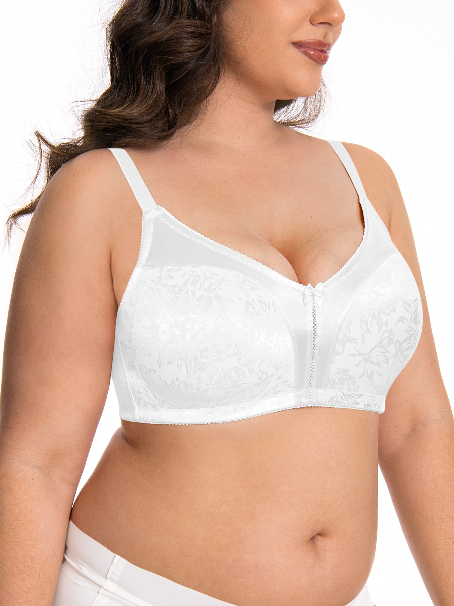 Deyllo Women Minimizer Bra Non Padded Wireless Comfort Bras White Full Figure Plus Size Underwire Bras