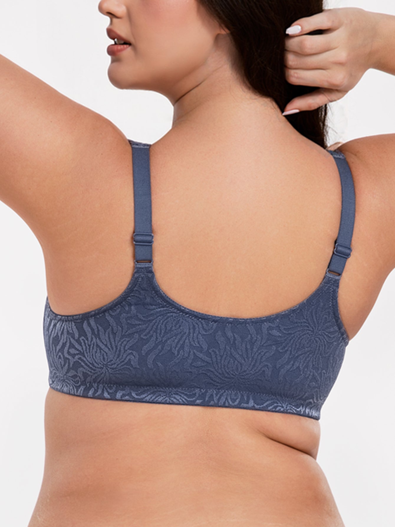 Deyllo Women Front Closure Minimizer Bras Plus Size Wireless Bras Posture Back Non Padded Comfort Everydaywear Blue Bras