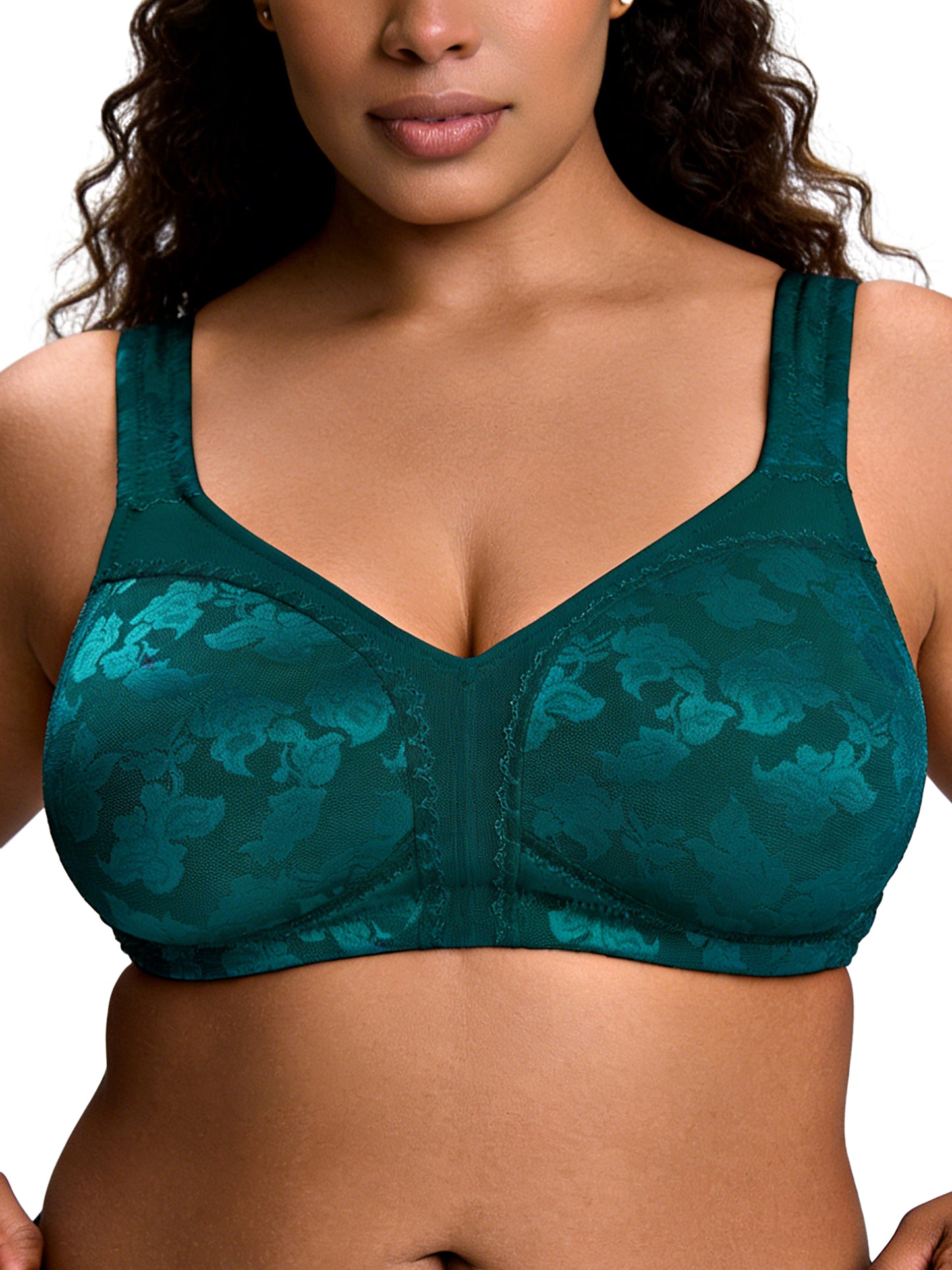 Deyllo Women Plus Size Push Up Bras Full Coverage Minimizer Bra Non Padded Unlined Green Bras
