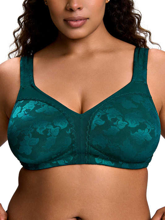 Deyllo Women Plus Size Push Up Bras Full Coverage Minimizer Bra Non Padded Unlined Green Bras