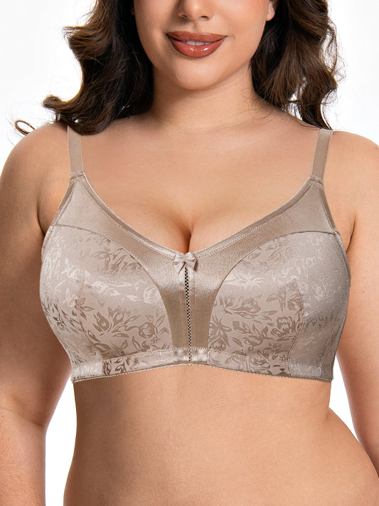Deyllo Women Plus Size Minimizer Bra Full Coverage Non Padded Comfort Bras Dark Beige Lightweight Dailywear Underwire Bras