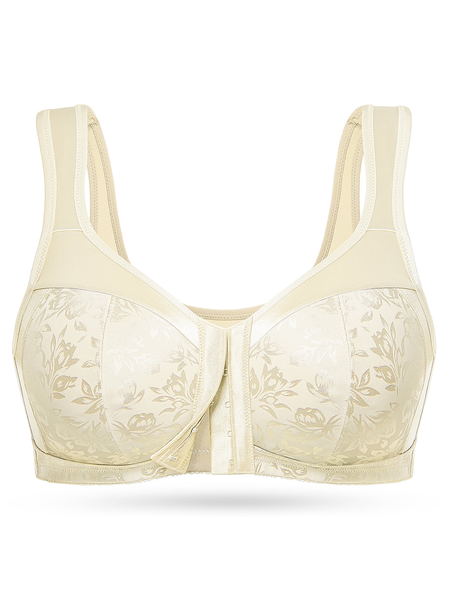 Deyllo Women Front Closure Bras Plus Size Minimizer Bras Full Coverage High Support Wireless Light Beige Bras