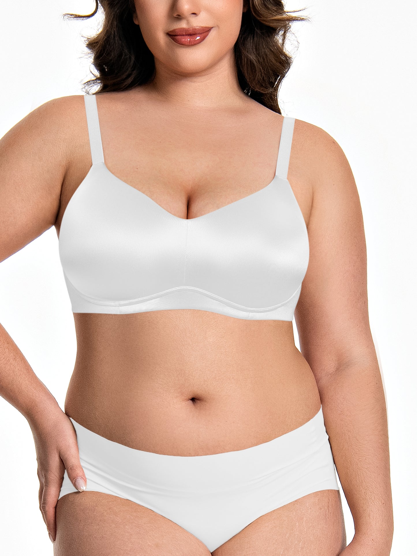 Deyllo Women Wireless Seamless Full Coverage Bra Minimizer Underwire Bralette White Crisscross Back Daily Bra