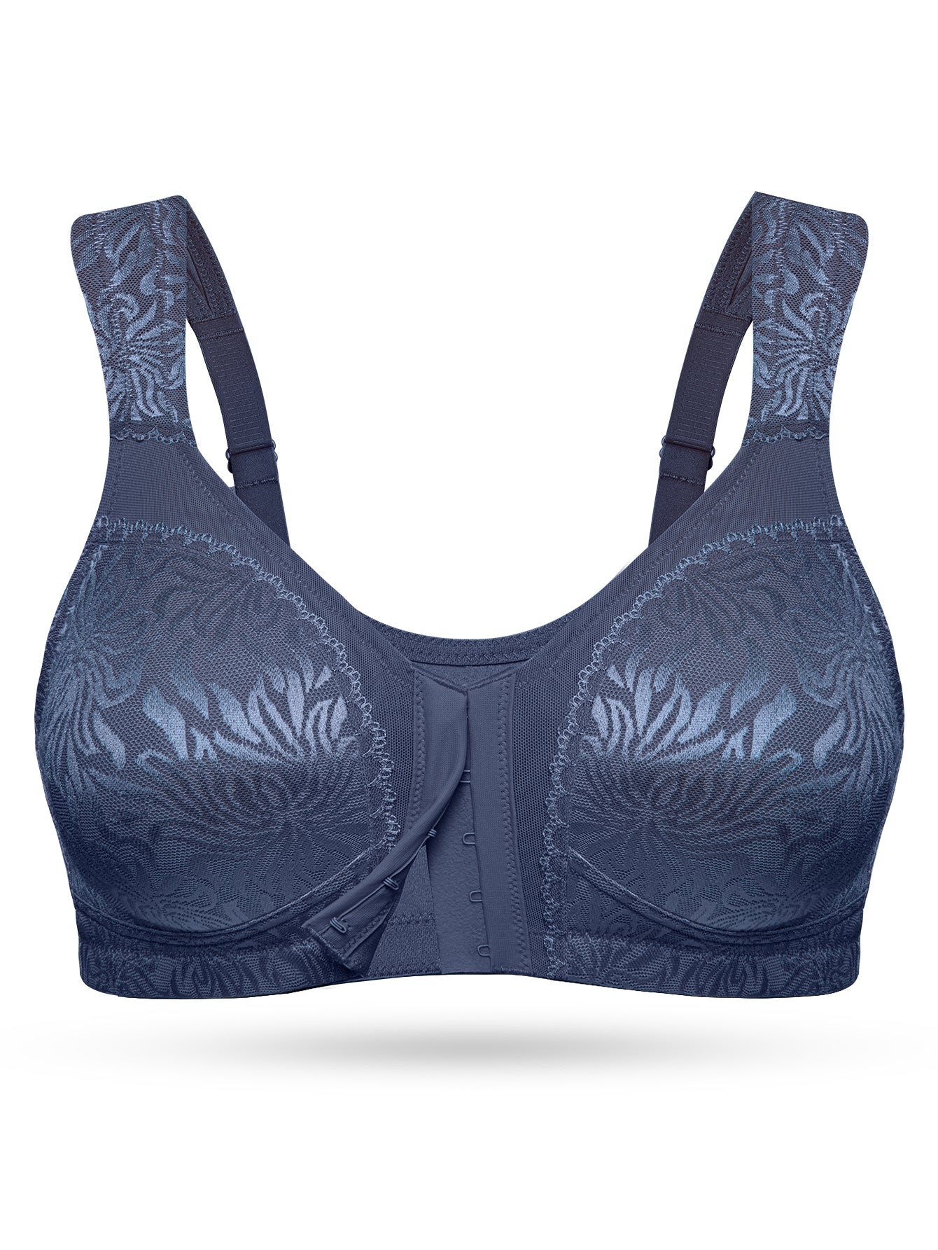 Deyllo Women Front Closure Minimizer Bras Plus Size Wireless Bras Posture Back Non Padded Comfort Everydaywear Blue Bras