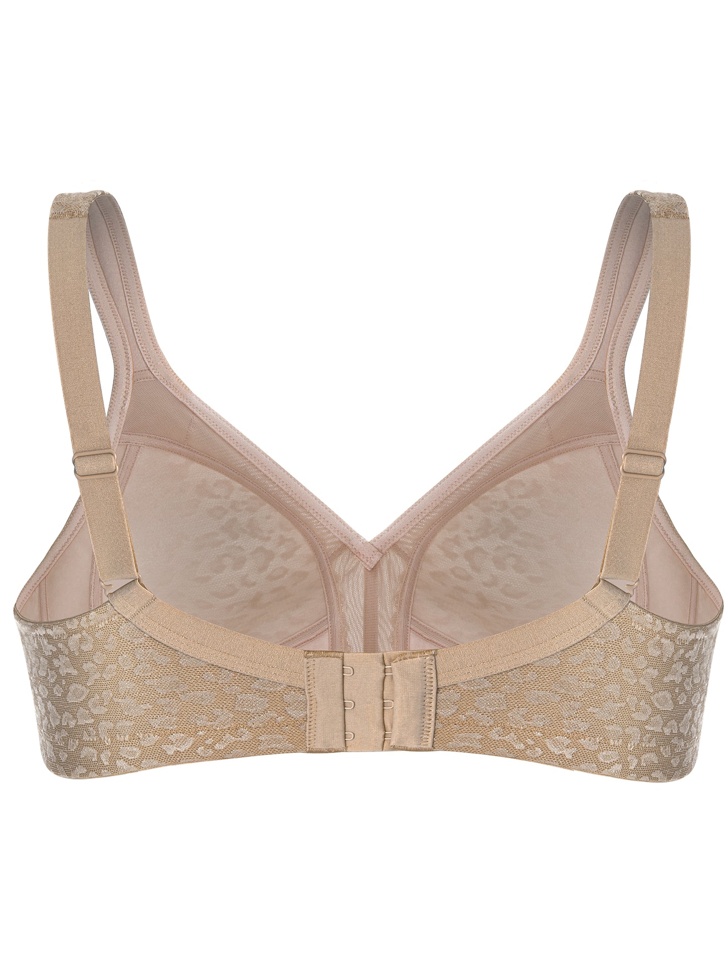 Deyllo Women's Full Coverage Wireless Bras Plus Size No Wire Non Padded Brown Minimizer Bra